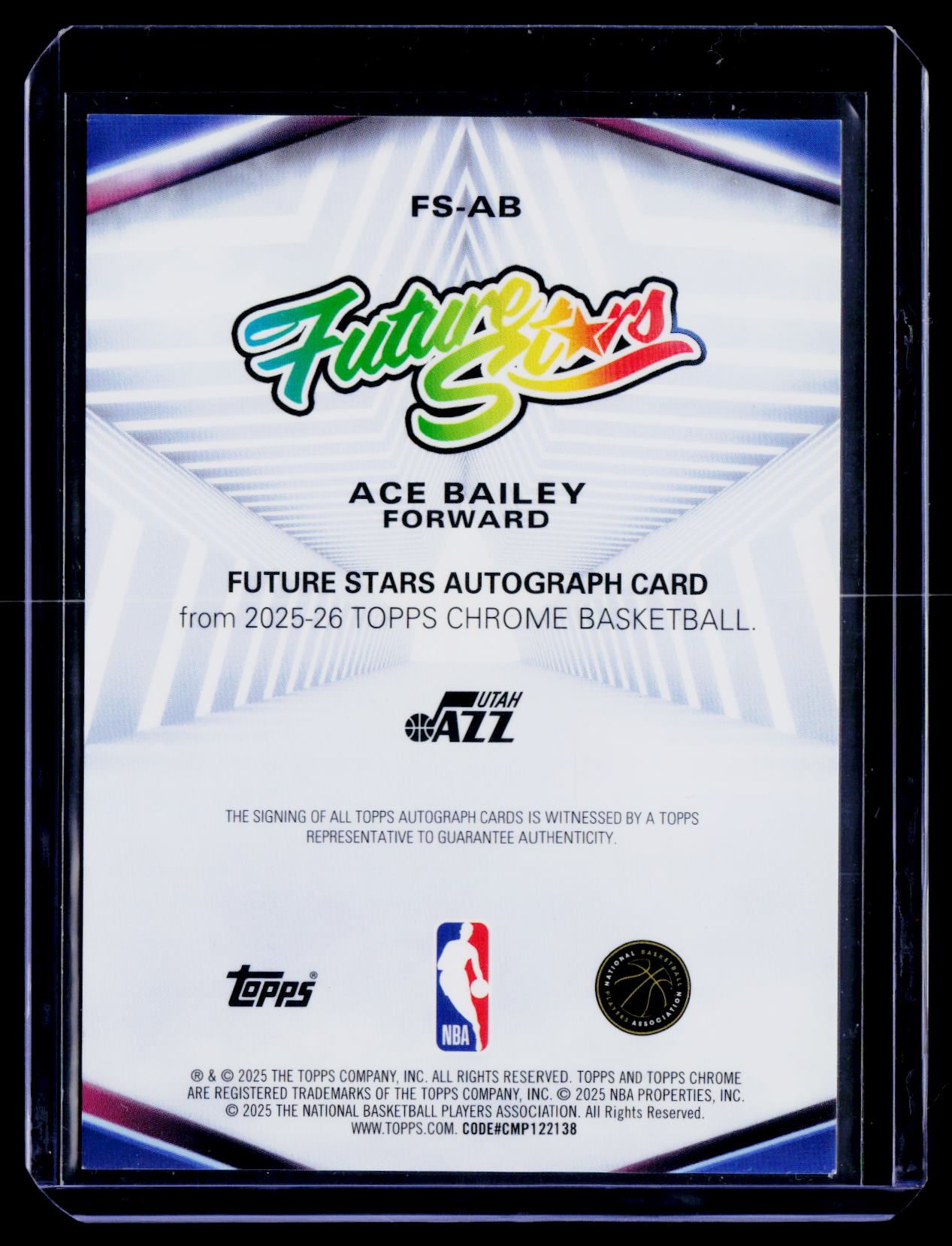 2025-26 Topps Chrome #FS-AB Ace Bailey Future Stars Autographs