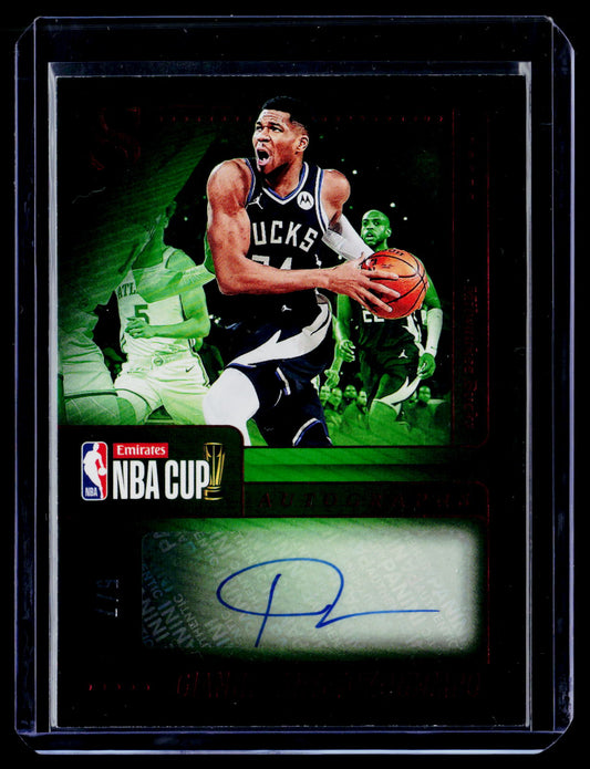 2024-25 Panini Silhouette Giannis Antetokounmpo NBA Cup Autographs FOTL Red#/7