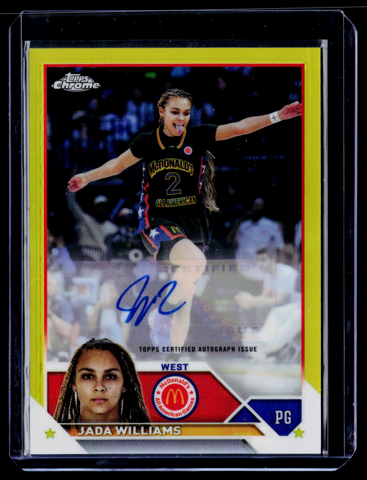 2023 Topps Chrome McDonald's Jada Williams Chrome Autographs Yellow #/75