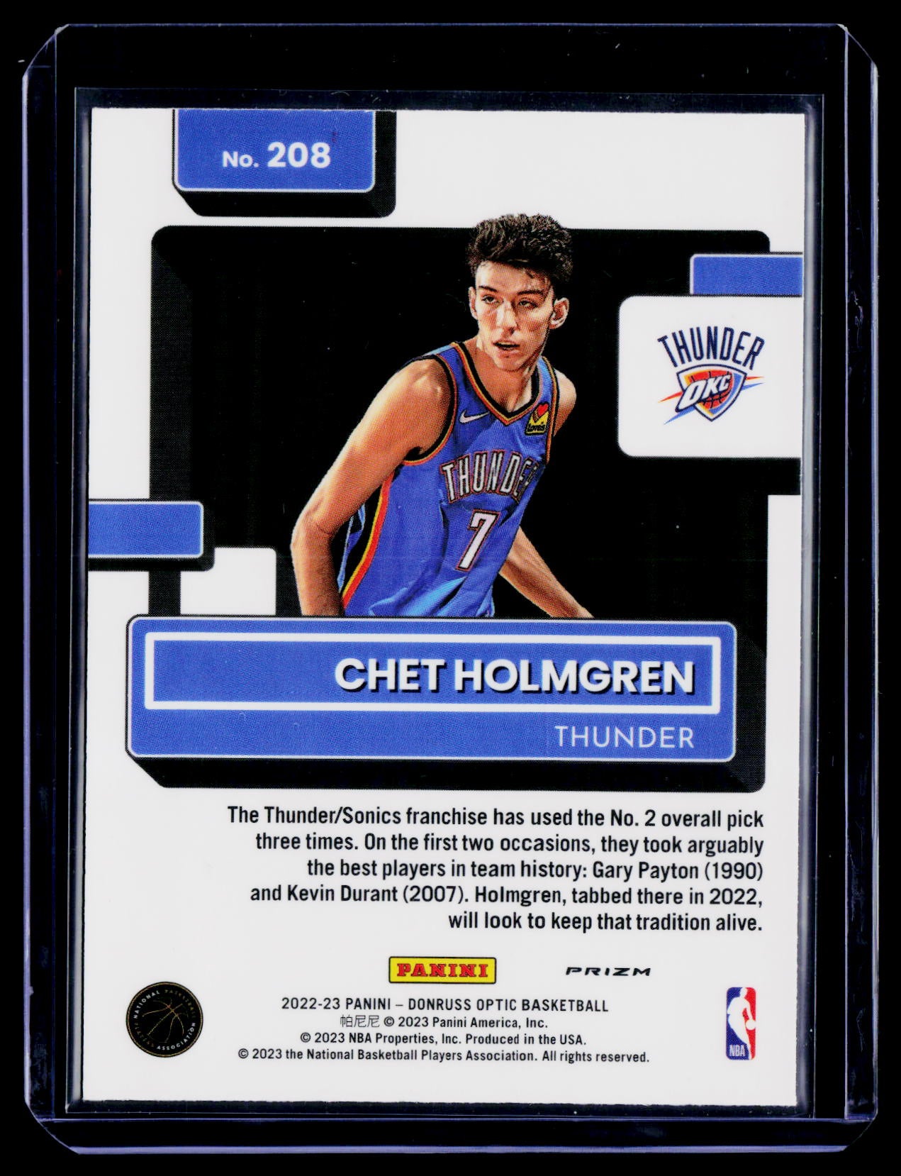 2022-23 Donruss Optic #208 Chet Holmgren Checkerboard
