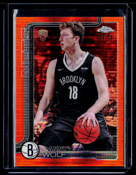 2025-26 Topps Chrome #277 Danny Wolf Orange Pulsar Refractor #/25