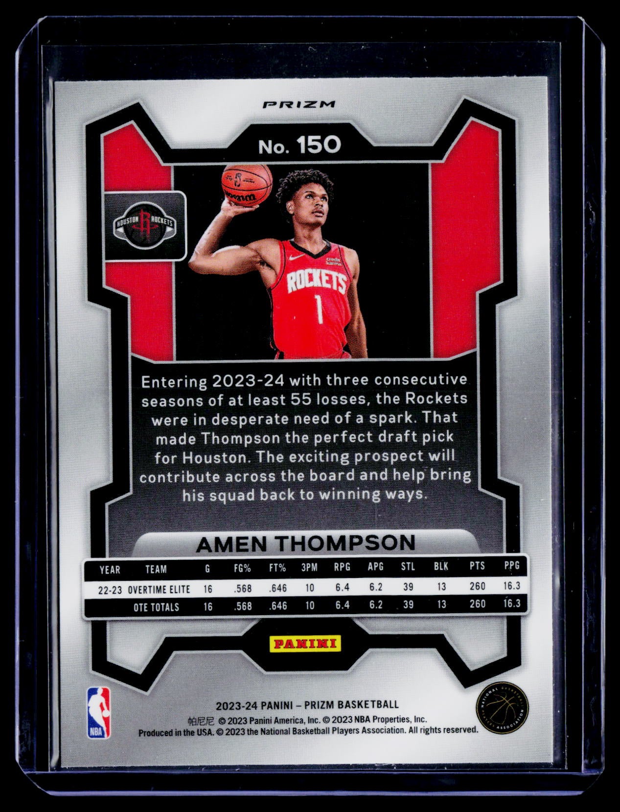 2023-24 Panini Prizm #150 Amen Thompson Prizms Silver