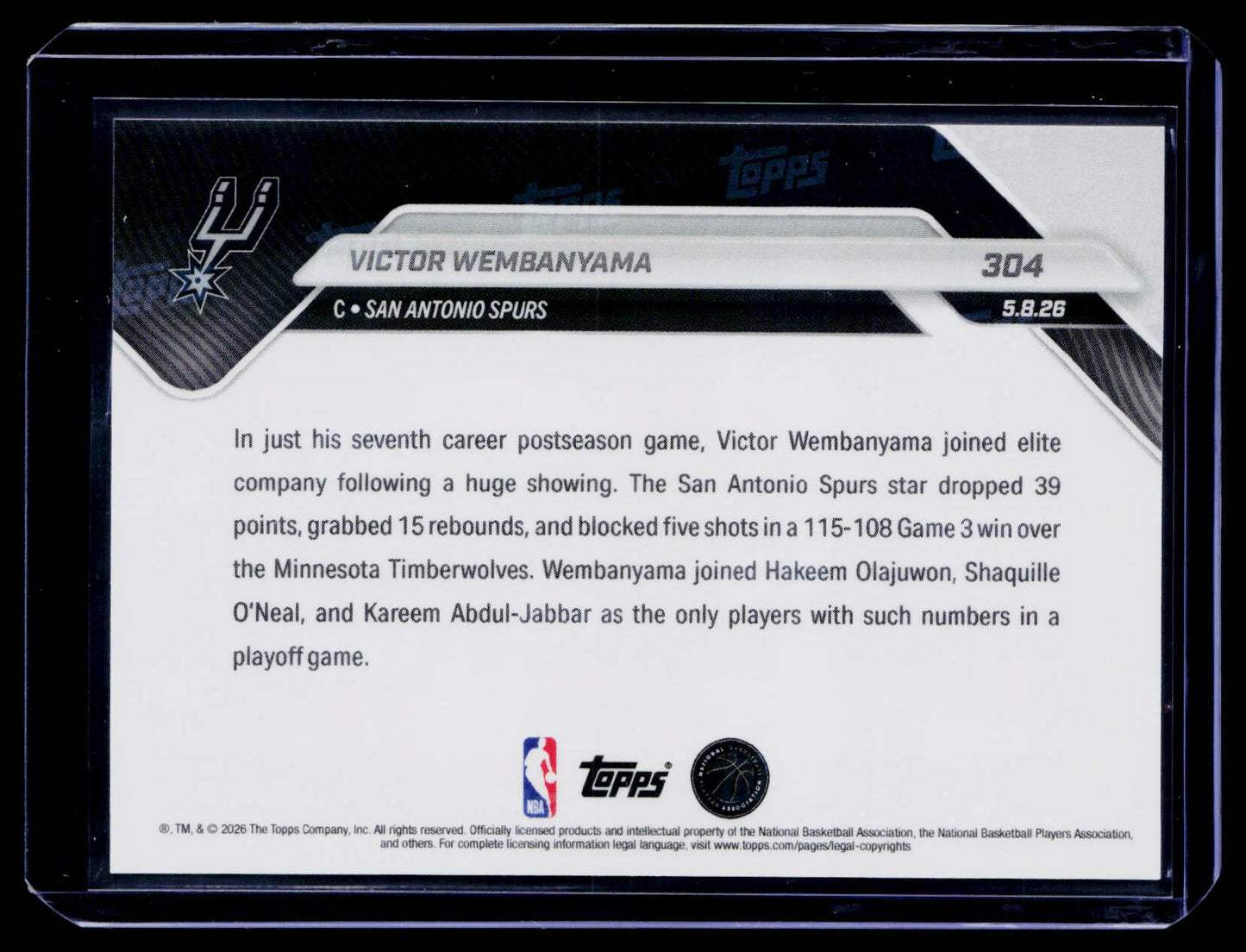 2025-26 Topps Now #304 Victor Wembanyama Gold Foil #/50