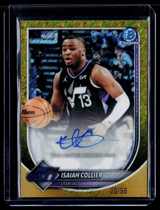 2025-26 Bowman Isaiah Collier Chrome Autographs Gold Shimmer Refractor #/50