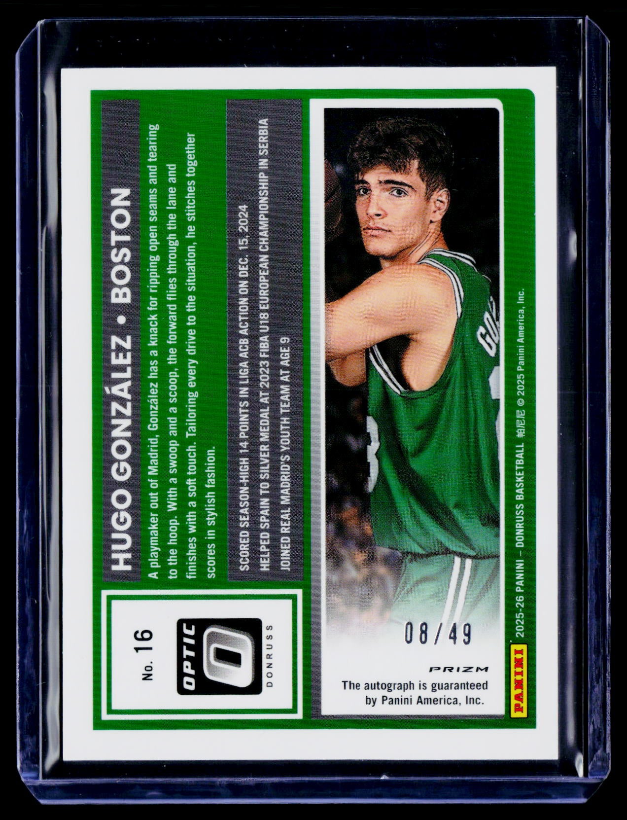 2025-26 Donruss #16 Hugo Gonzalez Optic Blue #/49 Auto