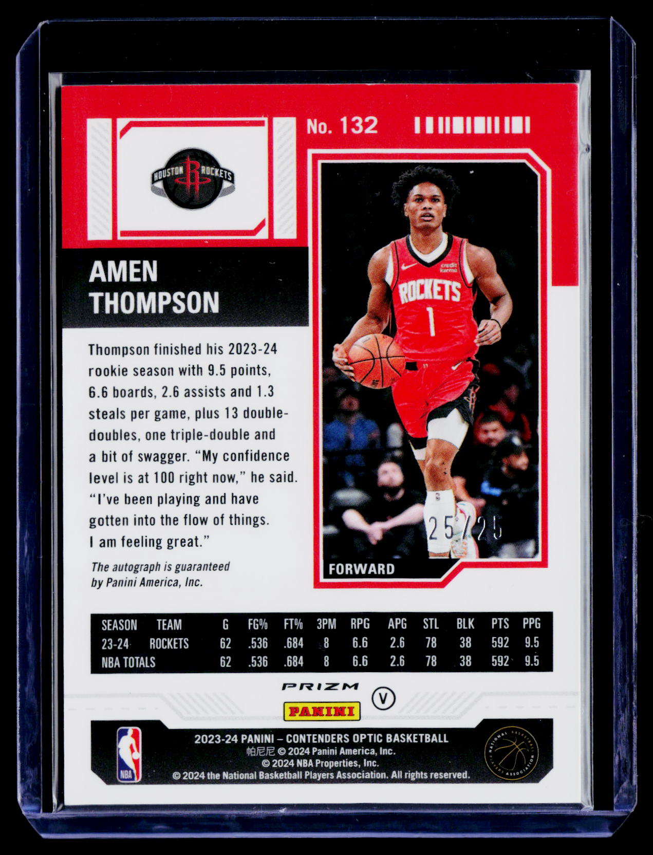 2023-24 Panini Contenders Optic #132 Amen Thompson Orange #/25