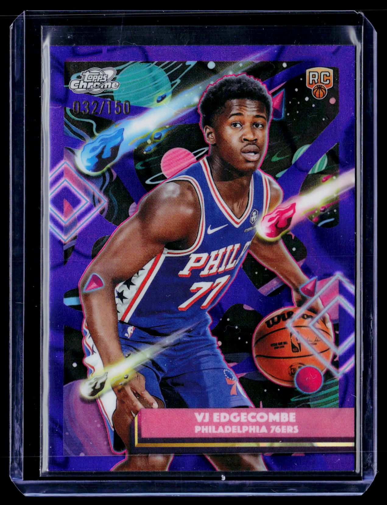2025-26 Topps Chrome Cosmic #35 VJ Edgecombe Purple Nebula Refractor #/150