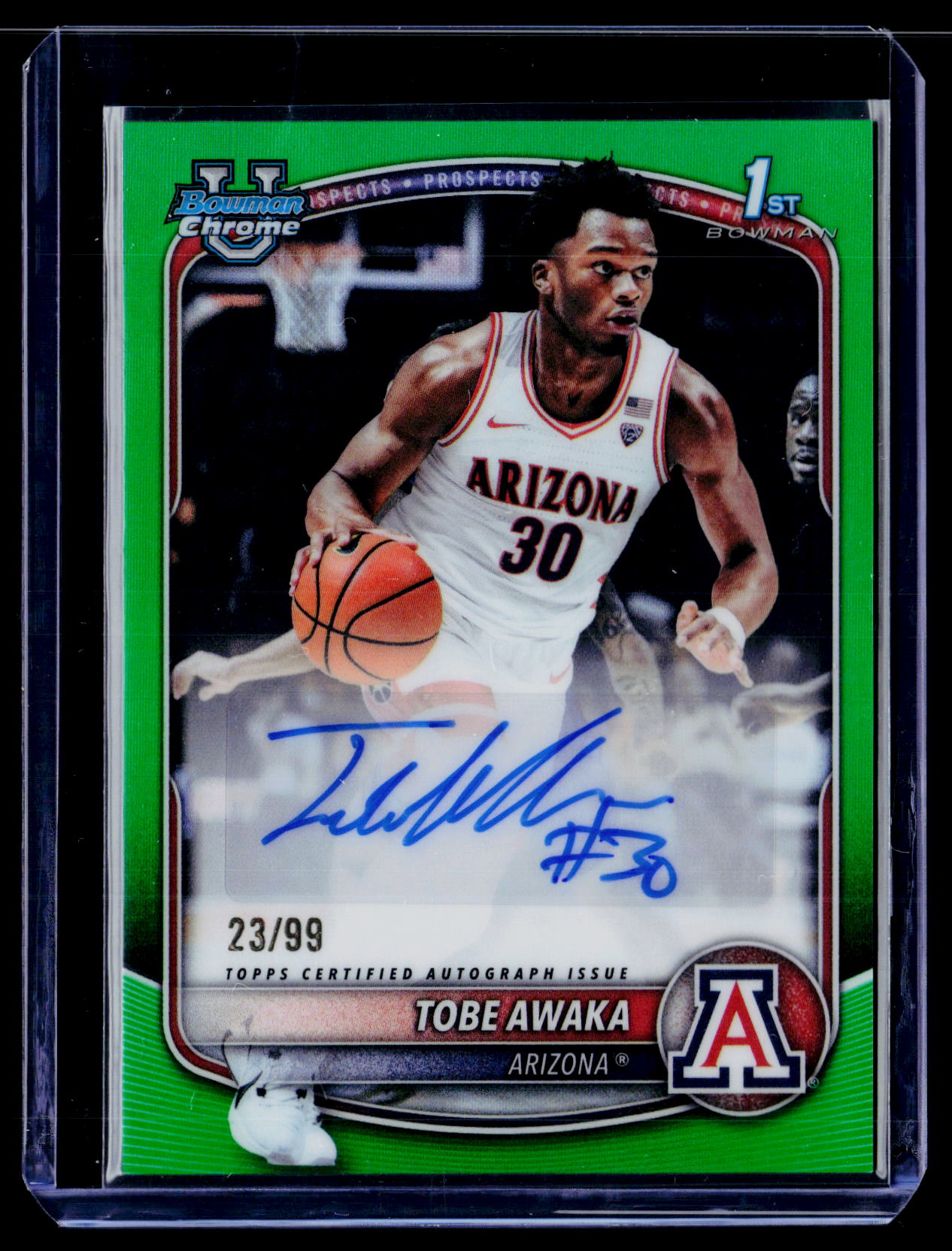 2025-26 Bowman Tobe Awaka Chrome Prospect Autographs Green Refractor #/99