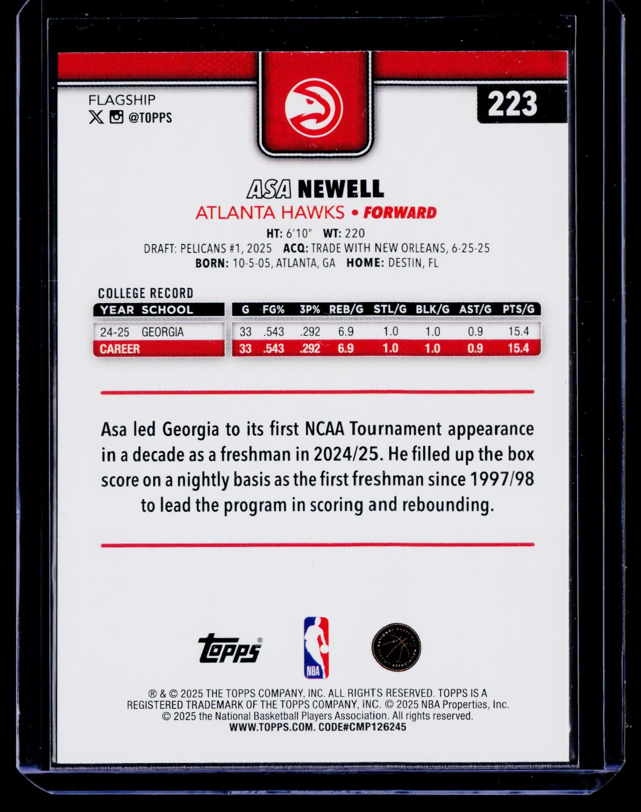 2025-26 Topps #223 Asa Newell Team Logo