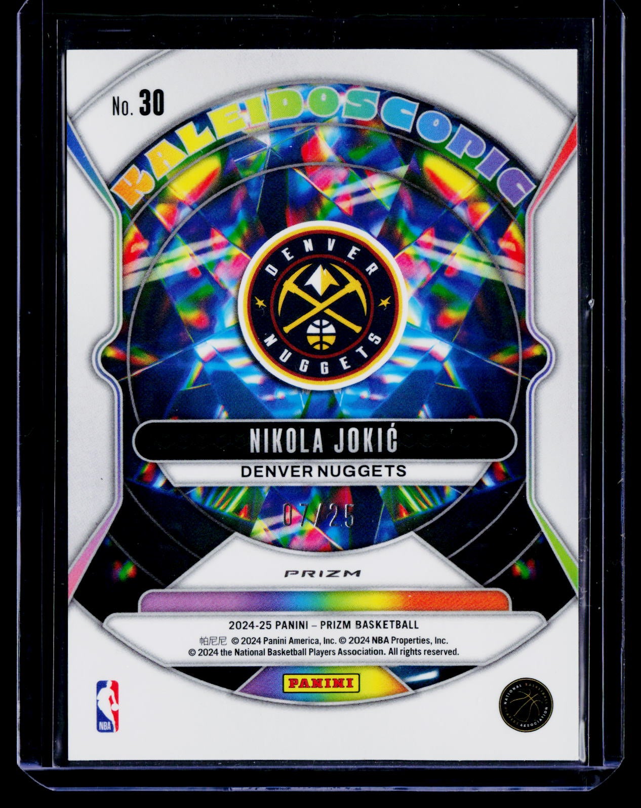 2024-25 Panini Prizm #30 Nikola Jokic Kaleidoscopic Prizms Mojo #/25
