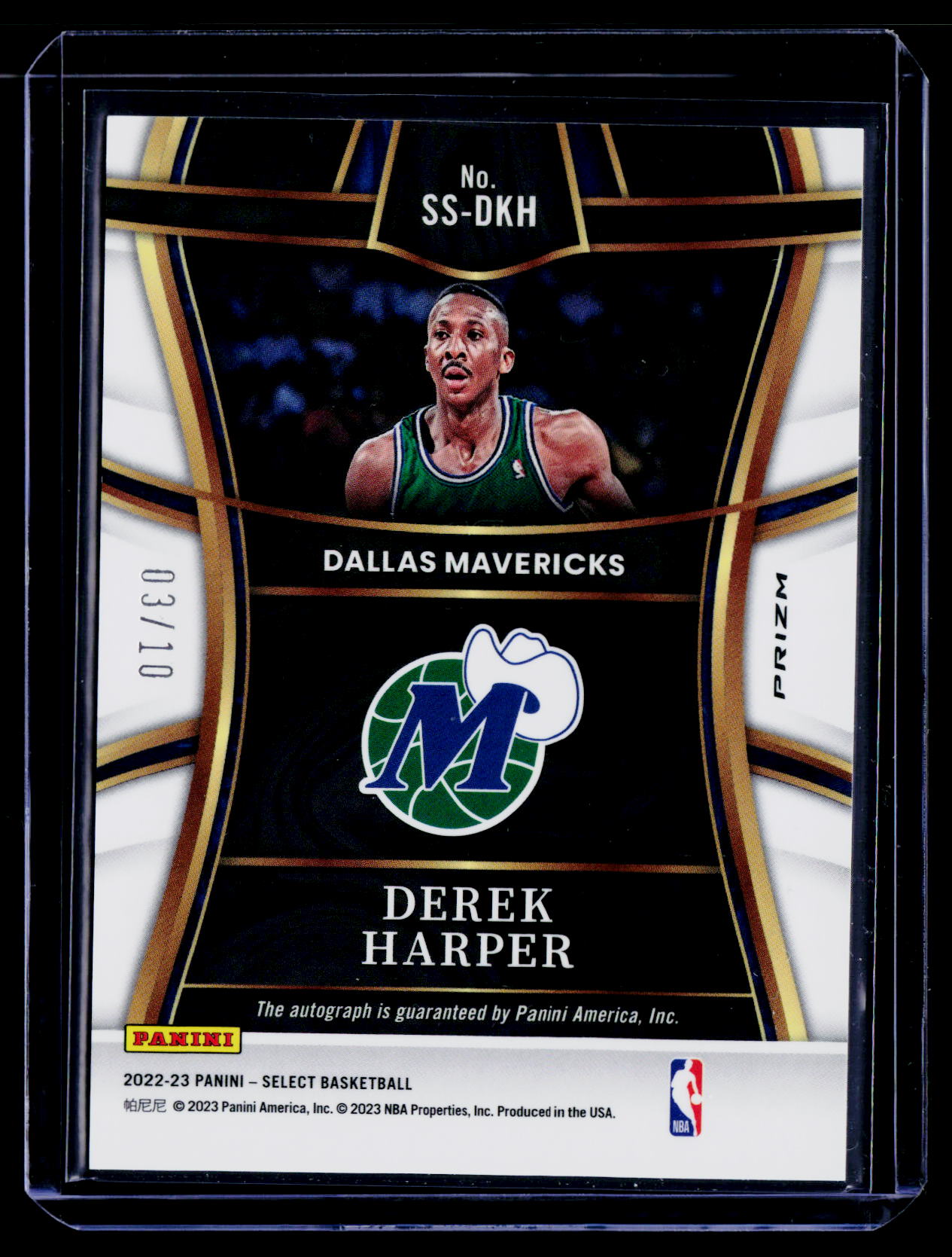 2022-23 Panini Select #SS-DKH Derek Harper Gold Checkerboard #/10
