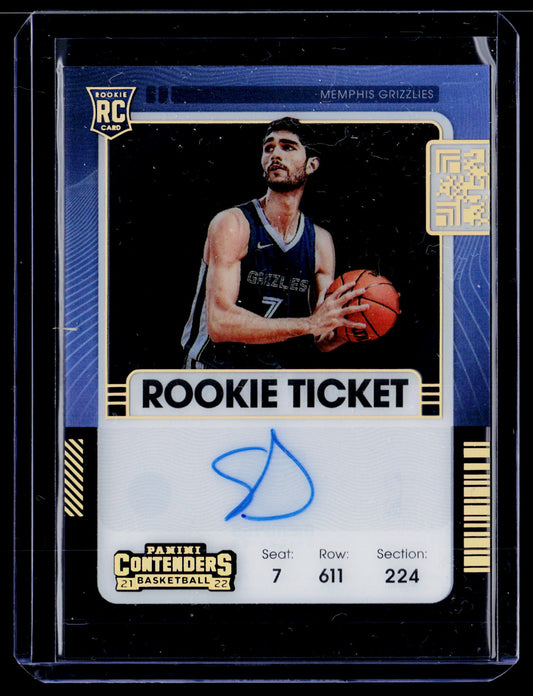 2021-22 Panini Contenders #130 Santi Aldama Rookie Clear Ticket