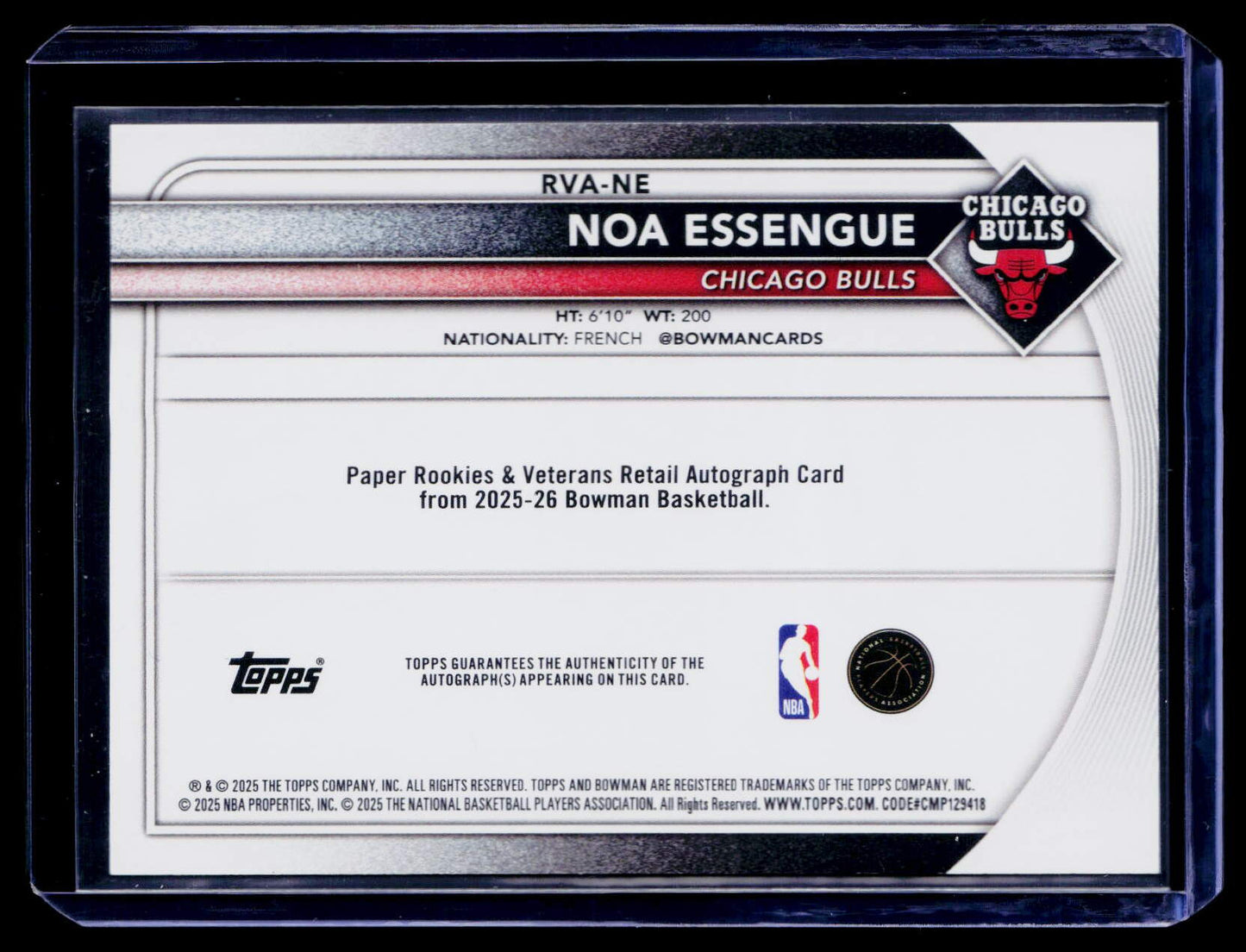 2025-26 Bowman #12 Noa Essengue Blue Border #/150