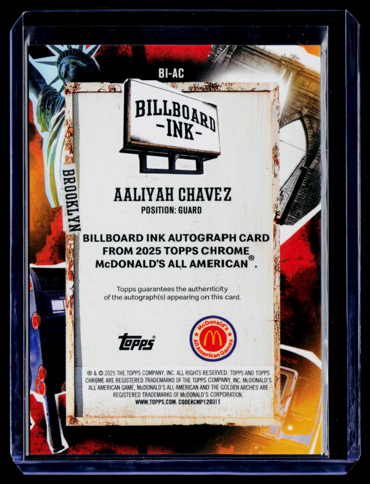 2025 Topps Chrome #BI-AC McDonald's All American Aaliyah Chavez Auto