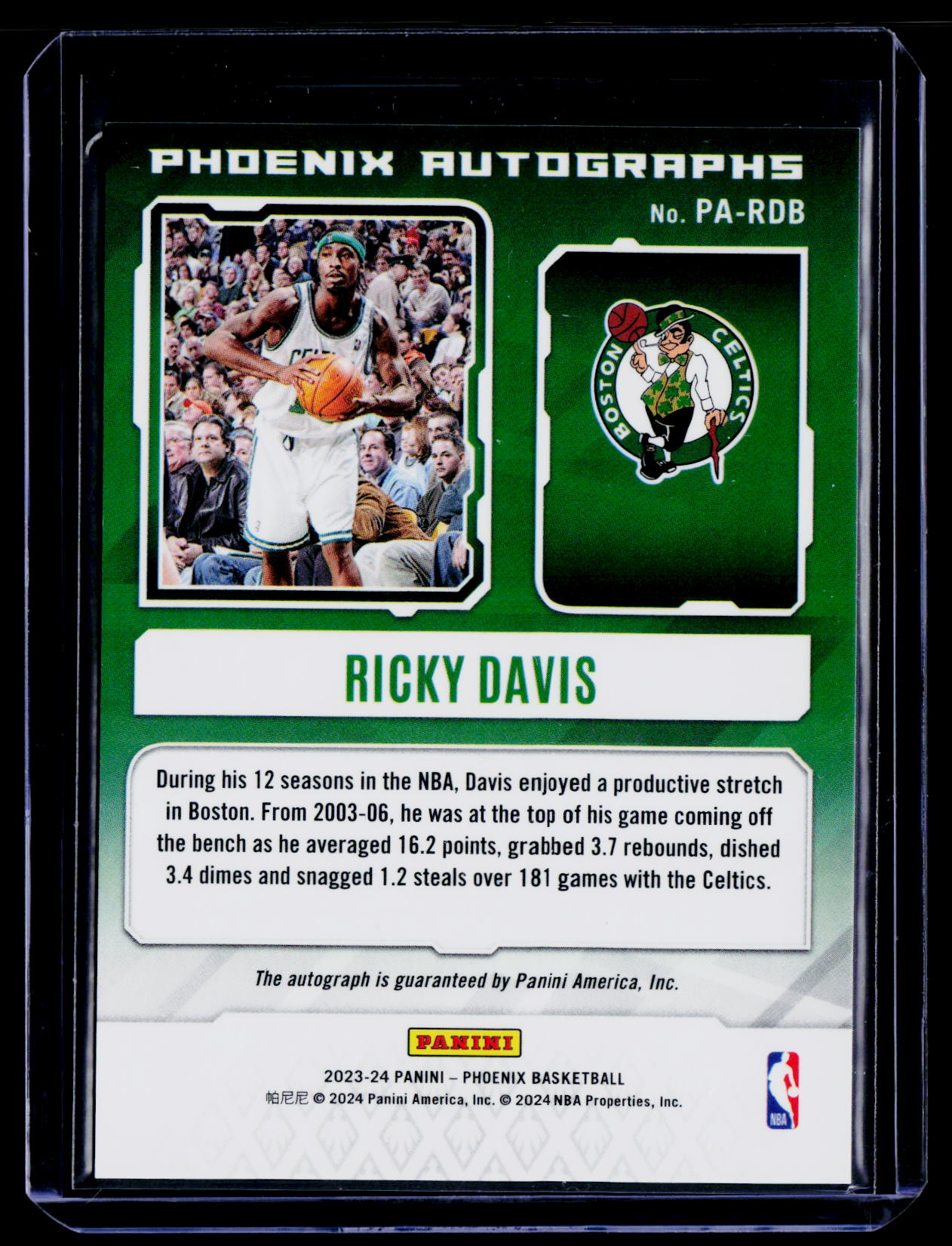 2023-24 Panini Phoenix #PA-RDB Ricky Davis Phoenix Autographs