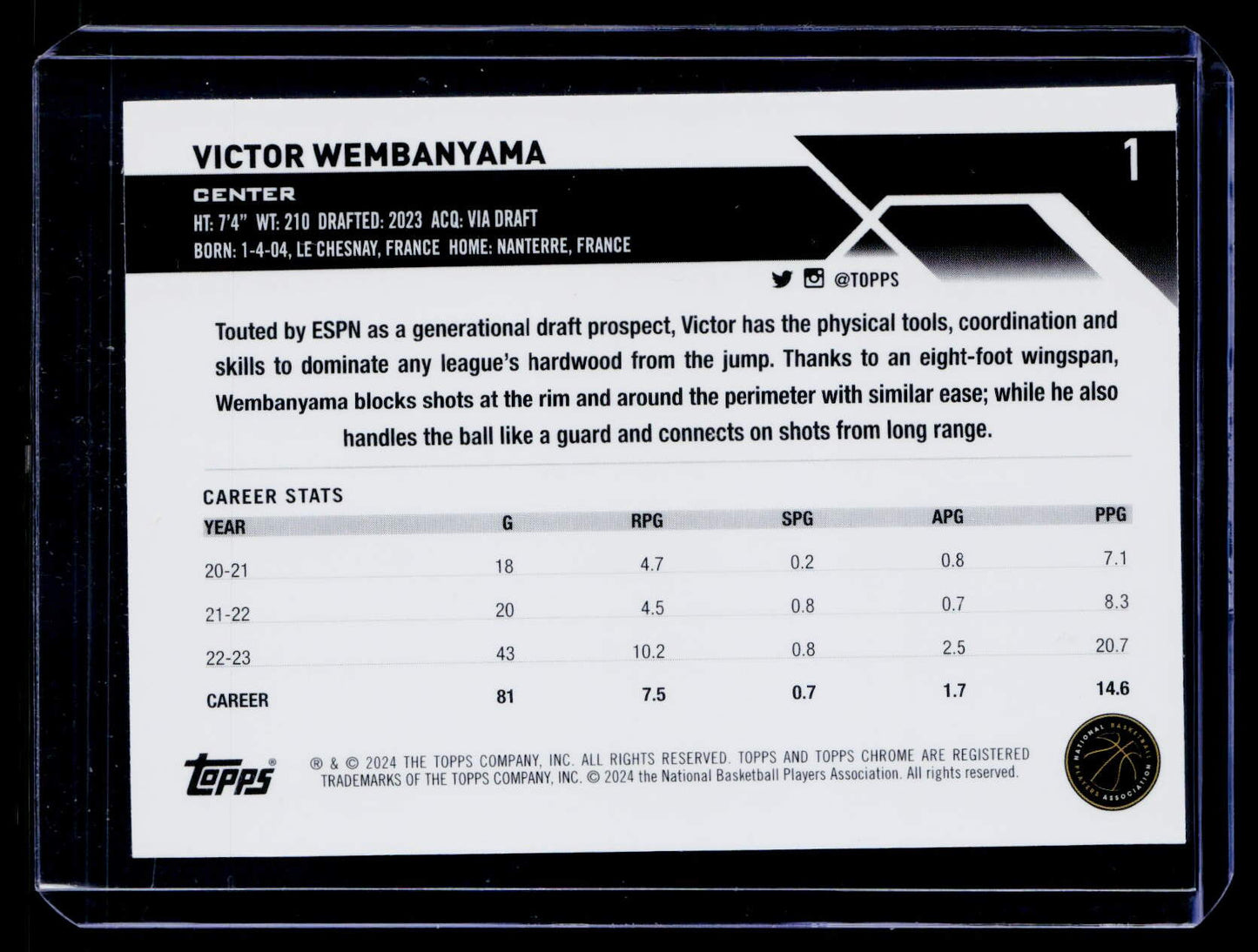 2023-24 Topps Chrome #1 Victor Wembanyama