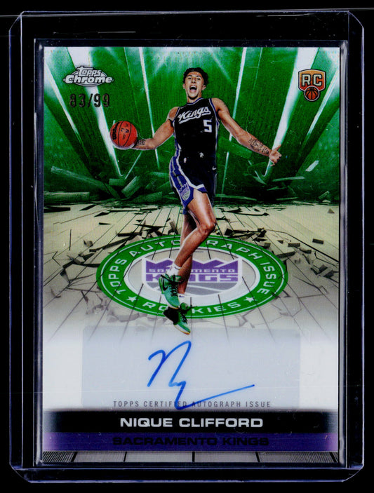 2025-26 Topps Chrome Nique Clifford Auto Rookies Green Refractor #/99