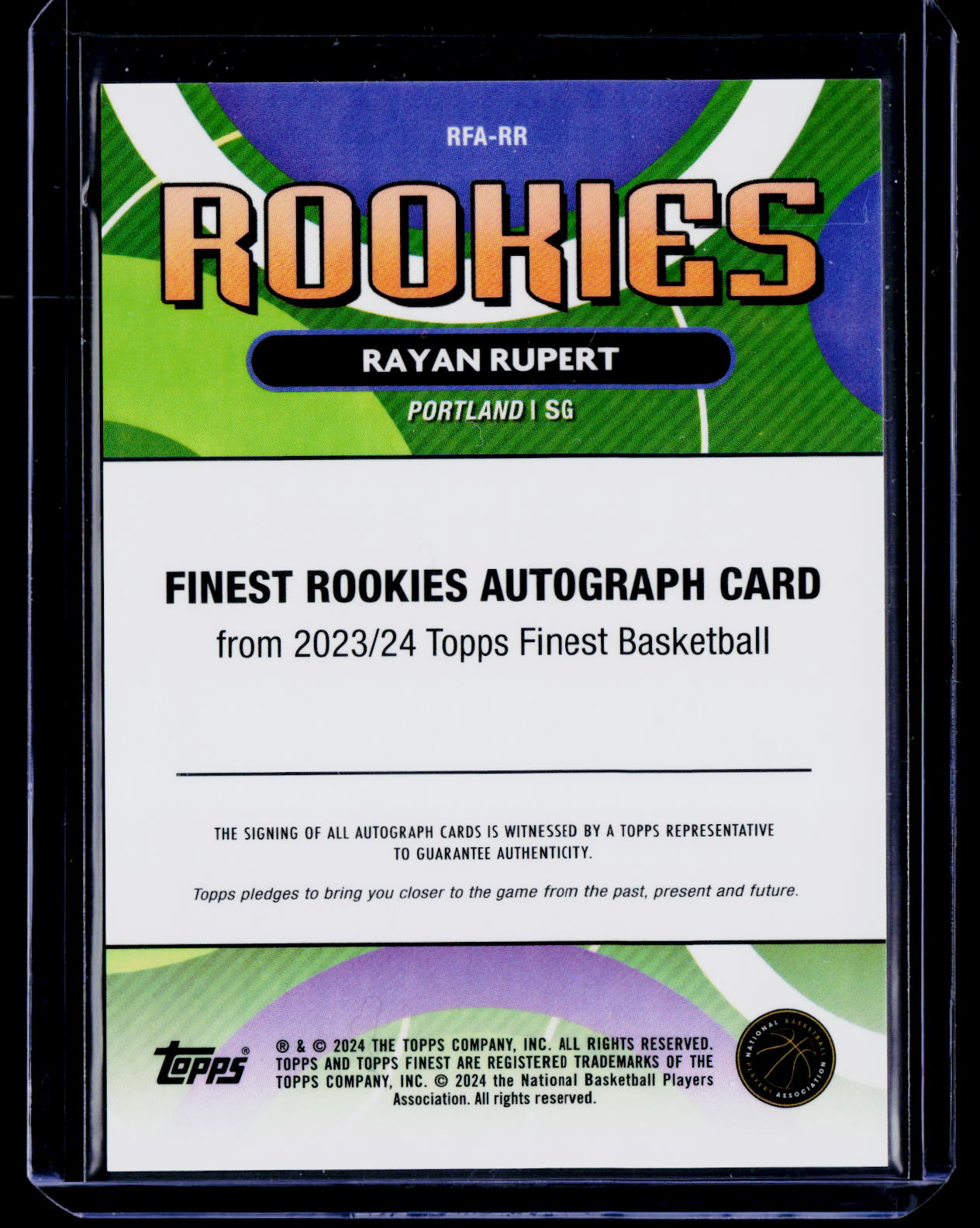 2023-24 Finest #RFA-RR Rayan Rupert Rookie Finest Autographs