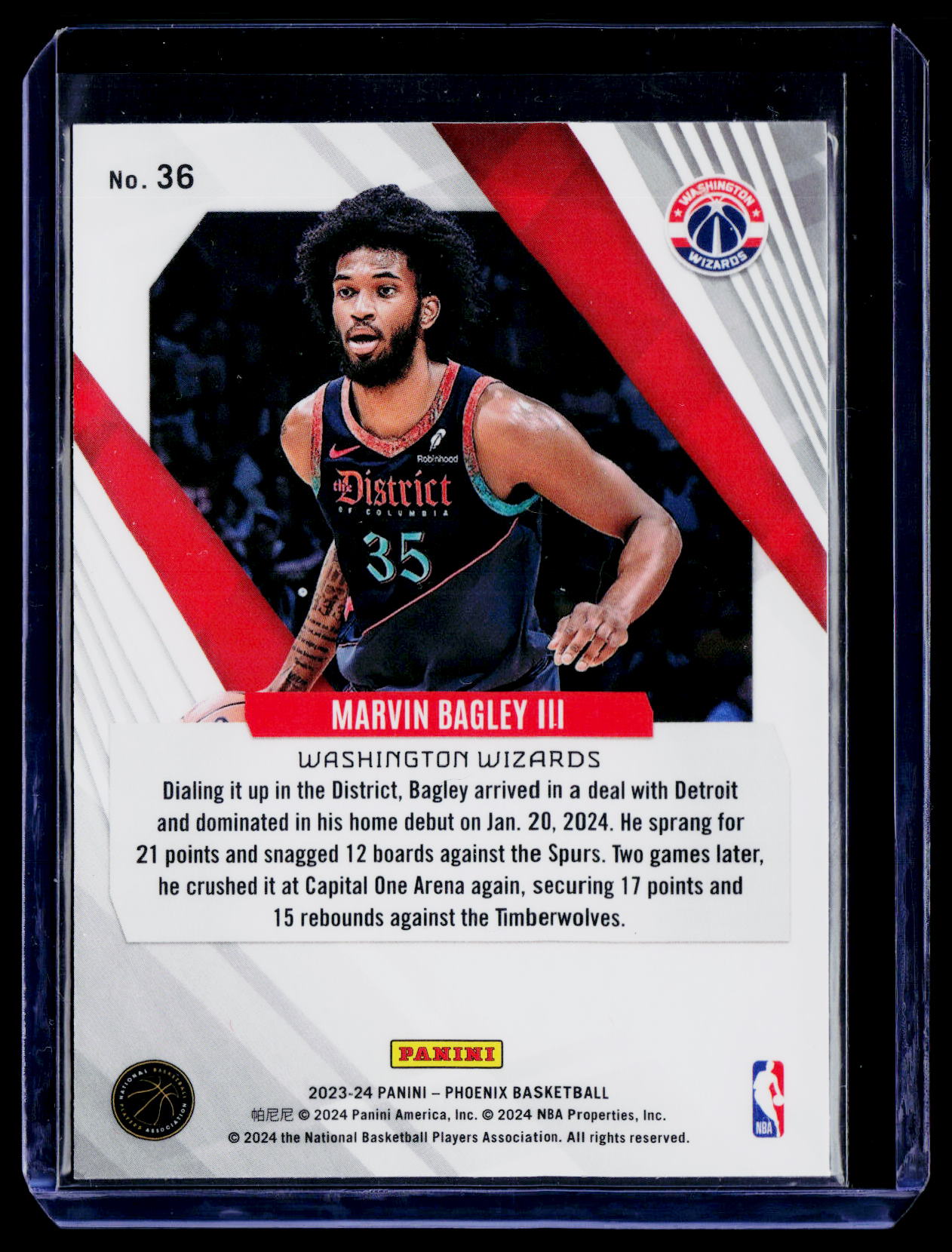 2023-24 Panini Phoenix #36 Marvin Bagley III Phoenix Blue Ice
