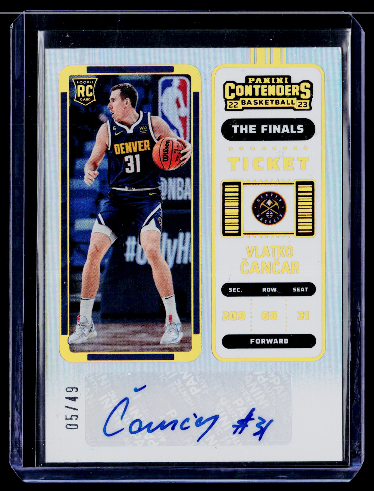 2022-23 Panini Contenders #156 Vlatko Cancar The Finals Ticket #/49 Auto