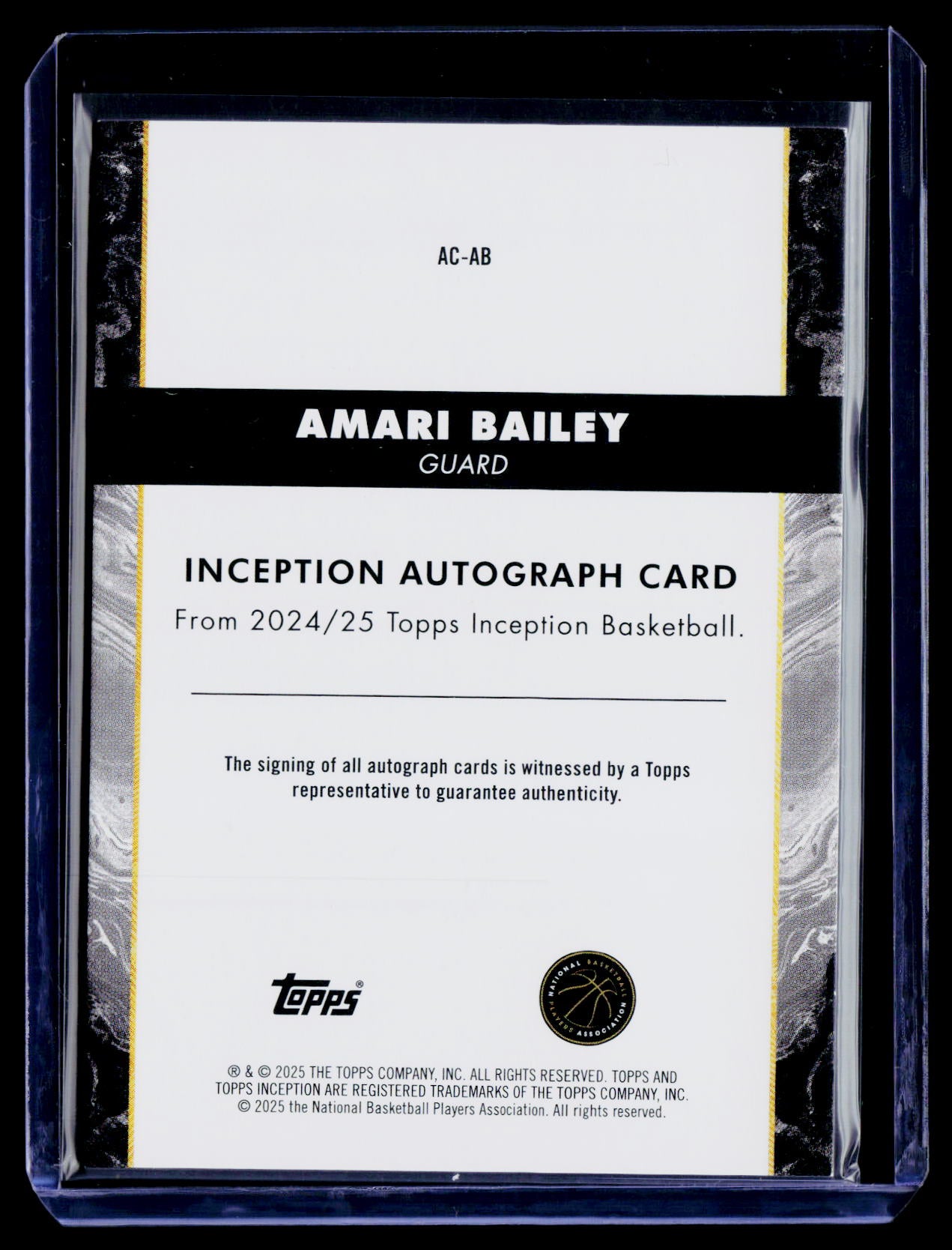 2024-25 Topps Inception #AC-AB Amari Bailey Autographs #/50