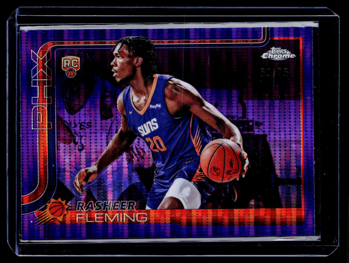 2025-26 Topps Chrome #281 Rasheer Fleming Purple Pulsar Refractor #/75
