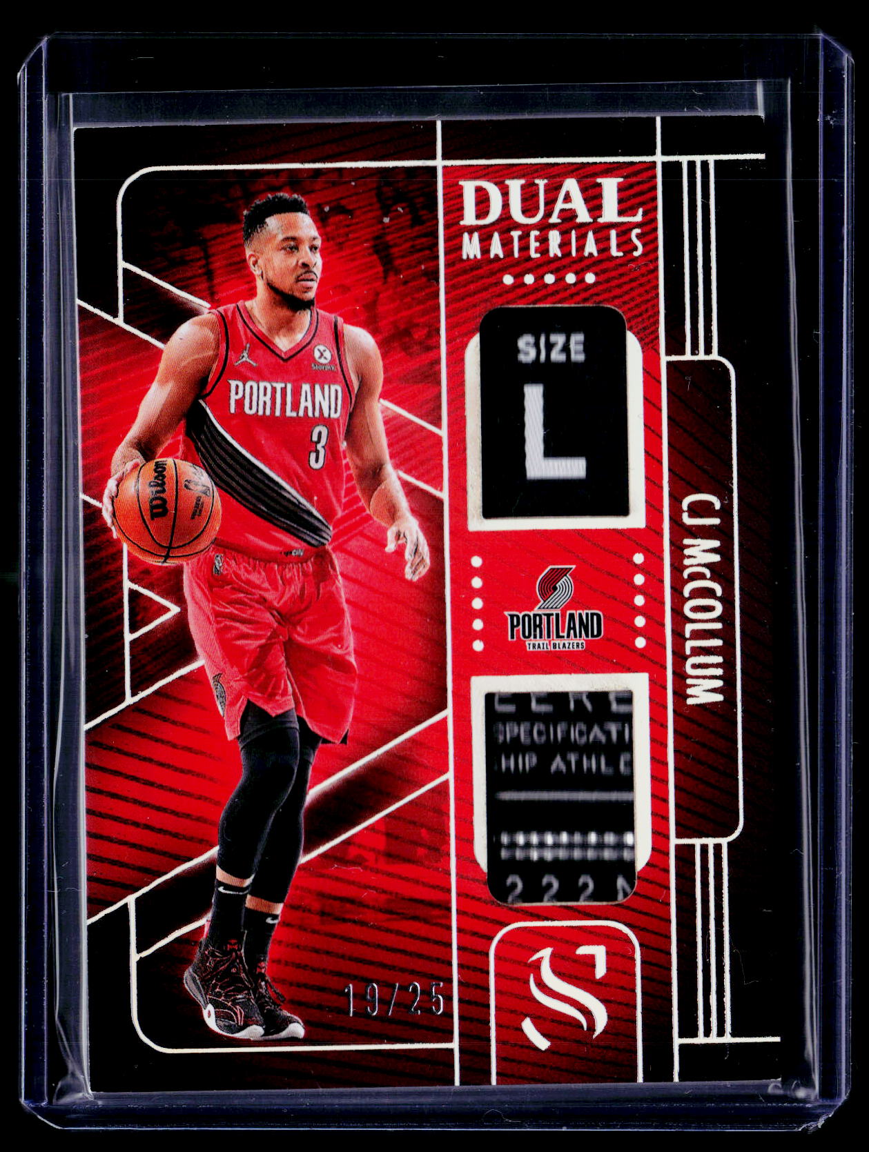 2024-25 Panini Silhouette #DMA-CJM CJ McCollum Dual Materials Holo Silver #/25
