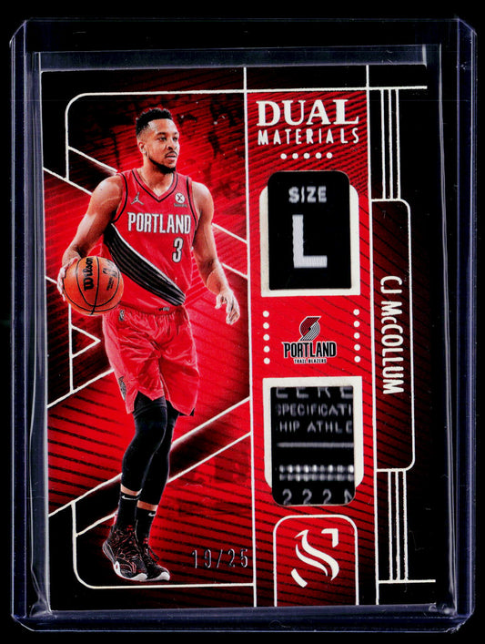 2024-25 Panini Silhouette #DMA-CJM CJ McCollum Dual Materials Holo Silver #/25