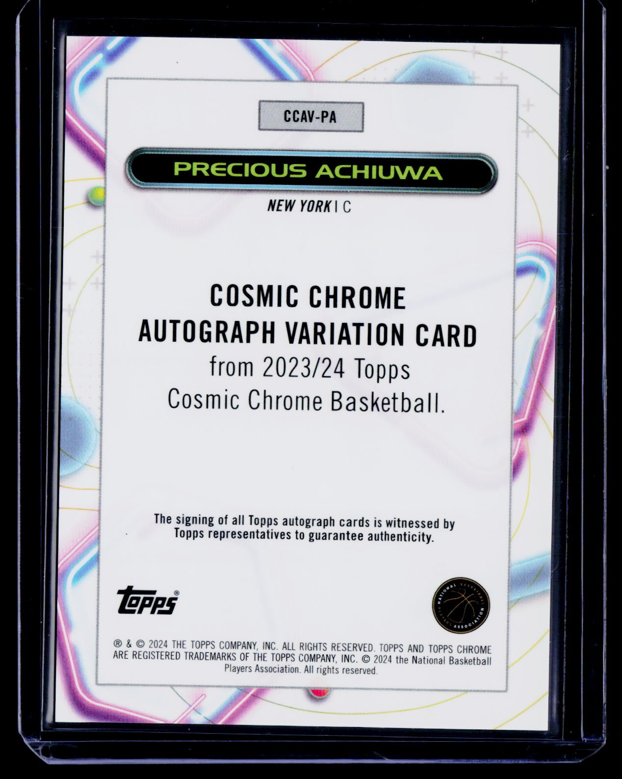 2023-24 Topps Chrome Cosmic #CCAV-PA Precious Achiuwa Auto Orange Wave #/25