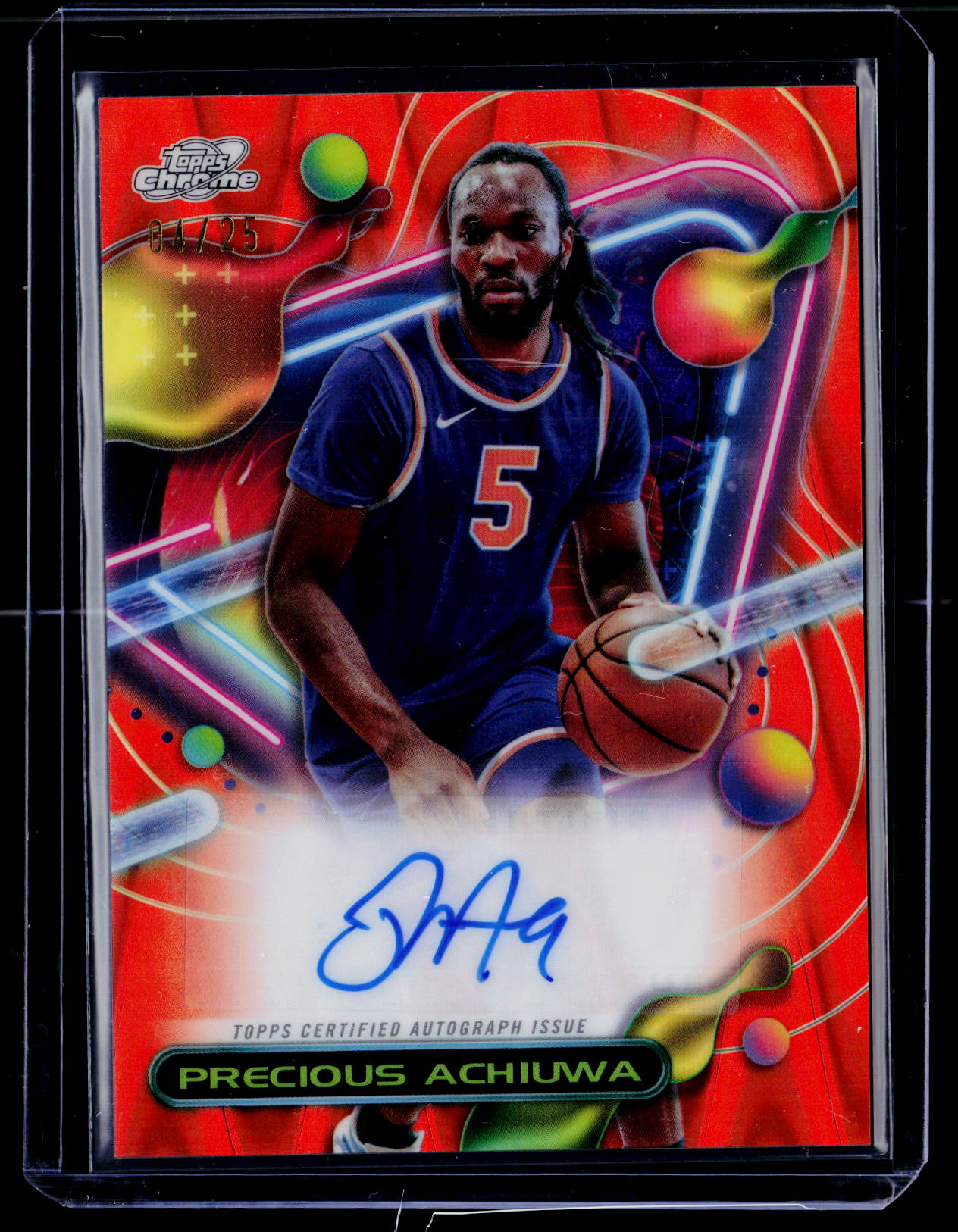 2023-24 Topps Chrome Cosmic #CCAV-PA Precious Achiuwa Auto Orange Wave #/25