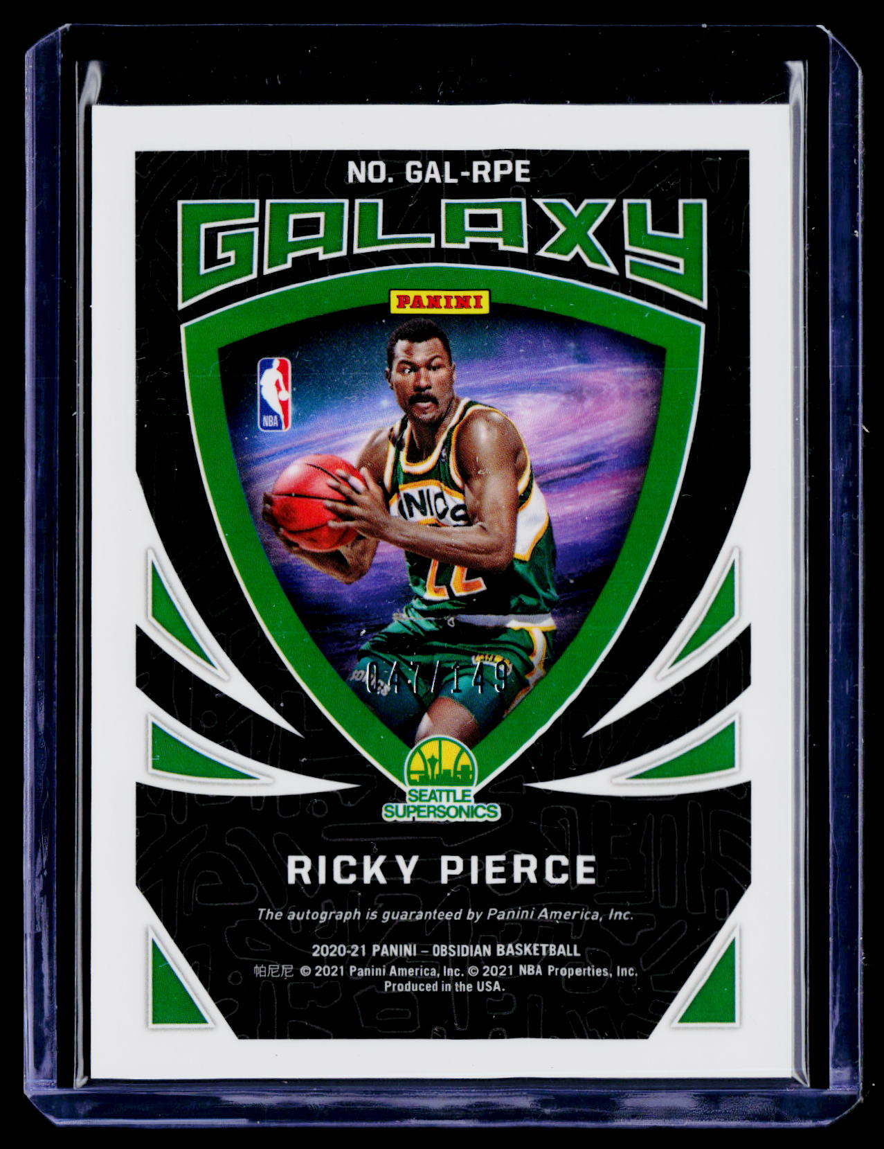 2020-21 Panini Obsidian #GAL-RPE Ricky Pierce Galaxy Autographs #/149