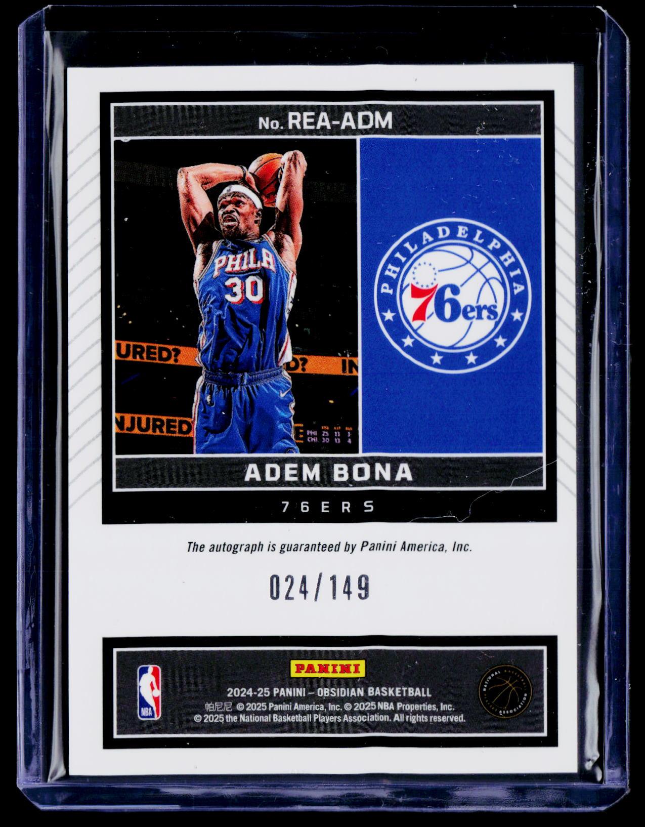 2024-25 Panini Obsidian #REA-ADM Adem Bona Rookie Eruption Autographs #/149