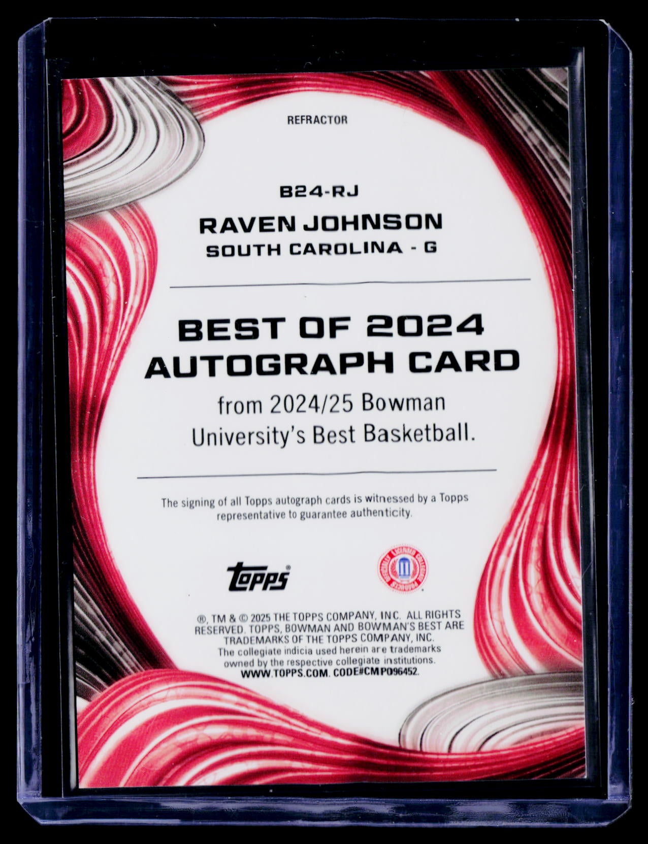 2024-25 Bowman's Best University Raven Johnson Best of Auto Refractors