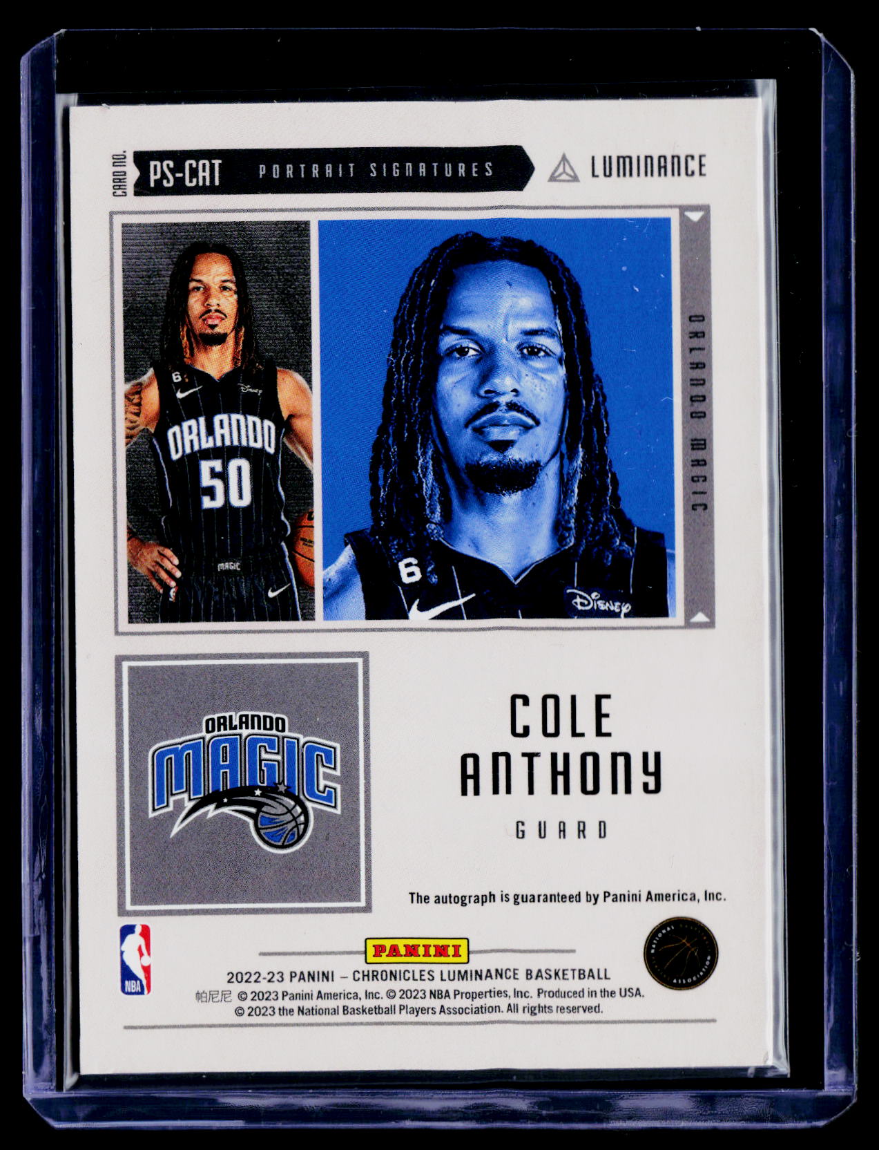 2022-23 Panini Chronicles #PS-CAT Cole Anthony Portrait Signatures Gold #/10