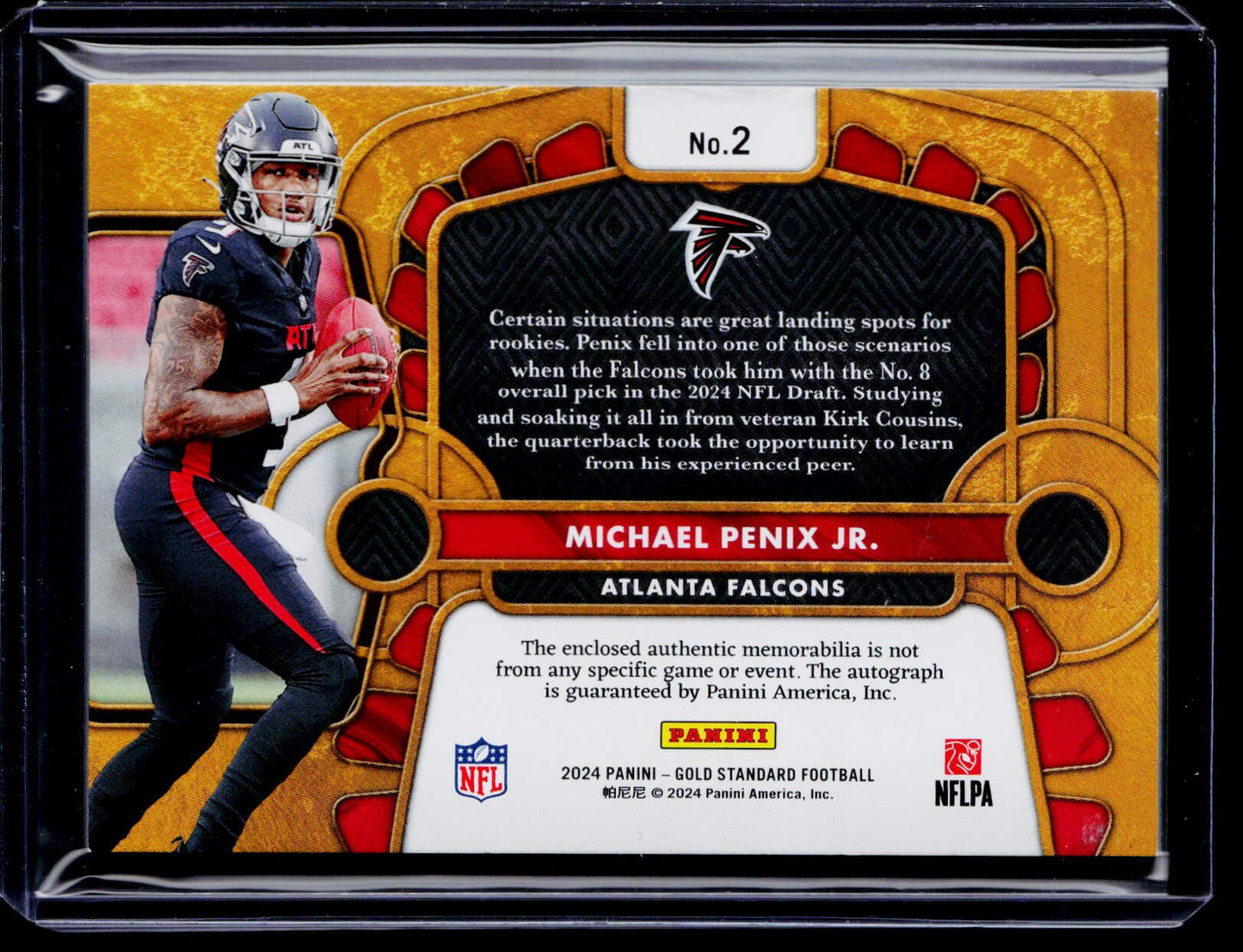 2024 Panini Gold Standard Michael Penix Jr. Rookie Auto Triple Jersey Gold #/49