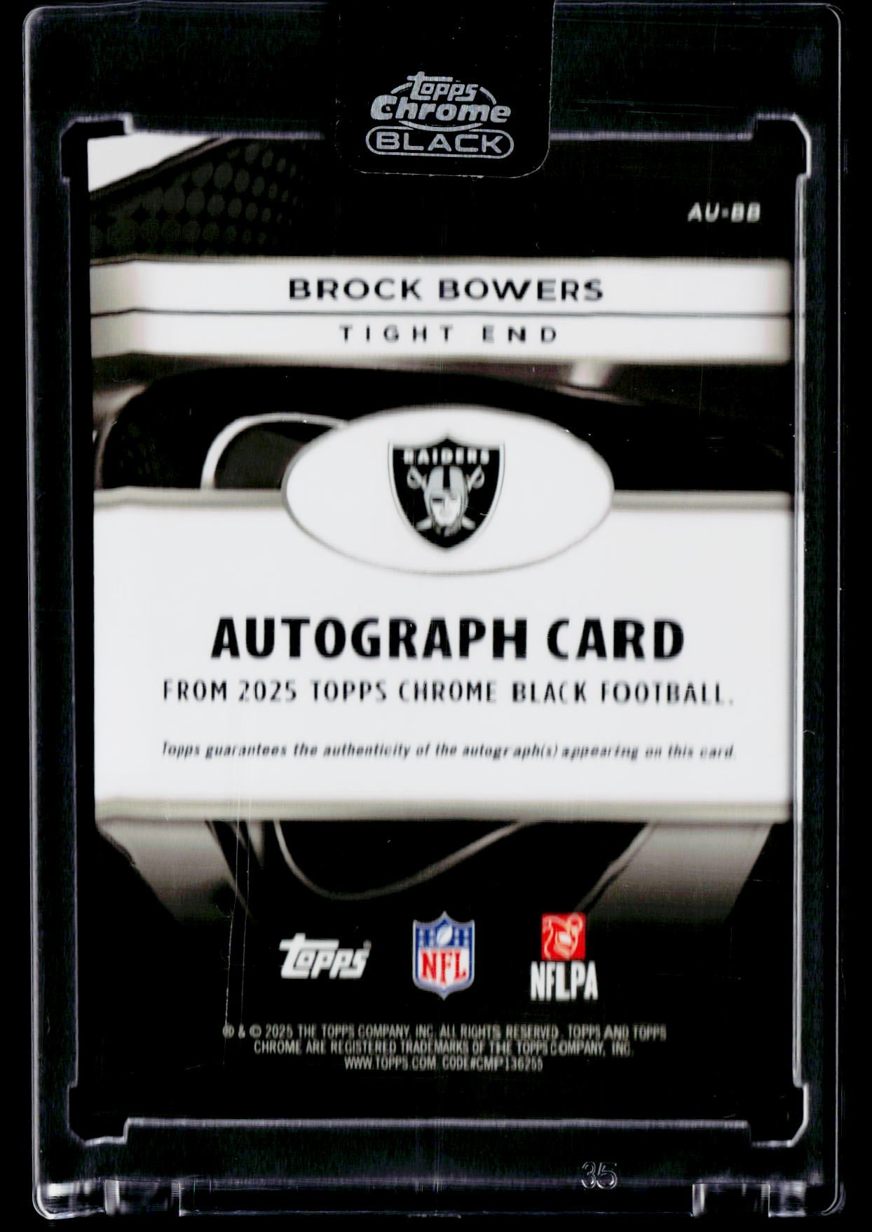 2025 Topps Chrome Black Brock Bowers Auto Purple Mini-Diamond Refractor #/75