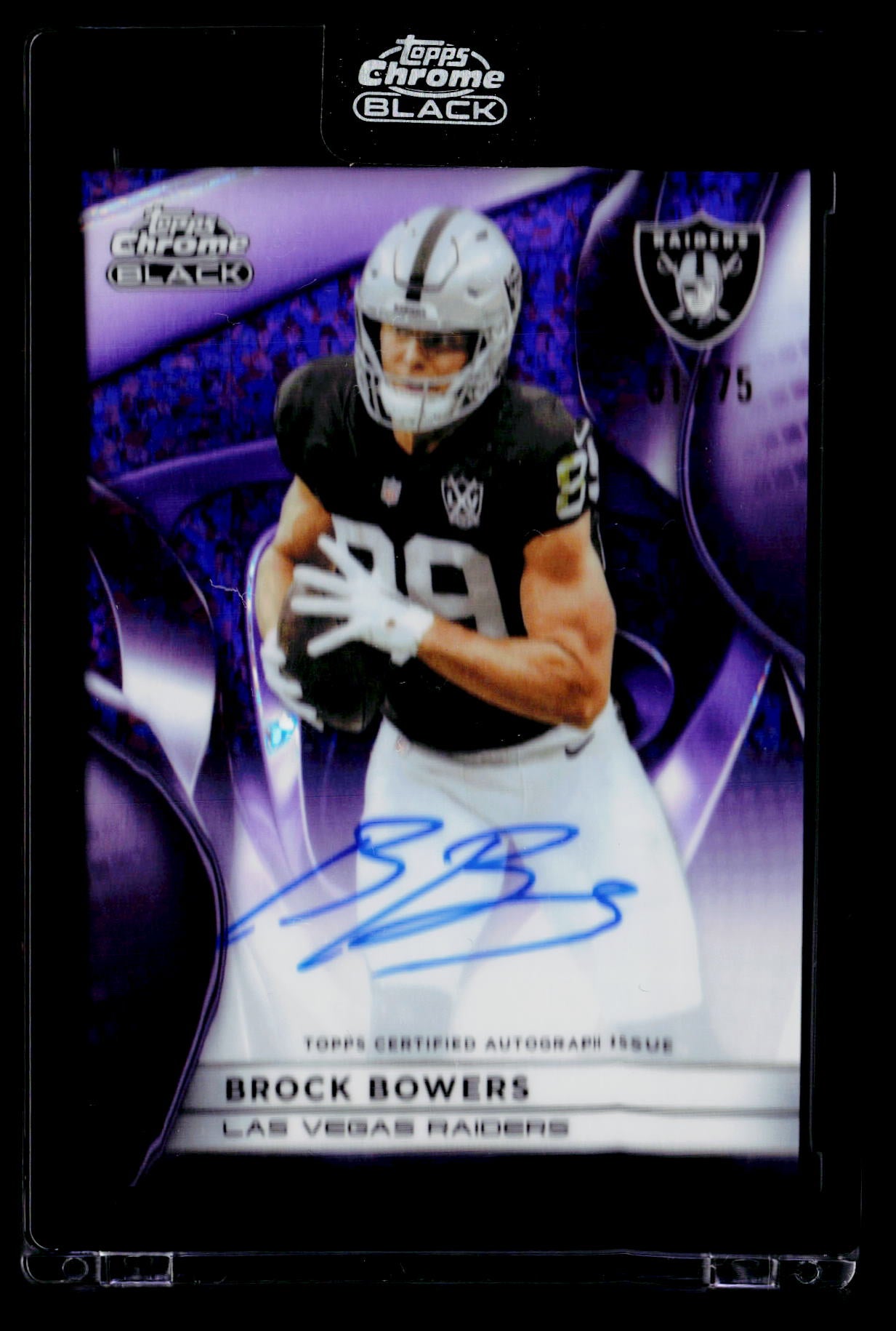 2025 Topps Chrome Black Brock Bowers Auto Purple Mini-Diamond Refractor #/75