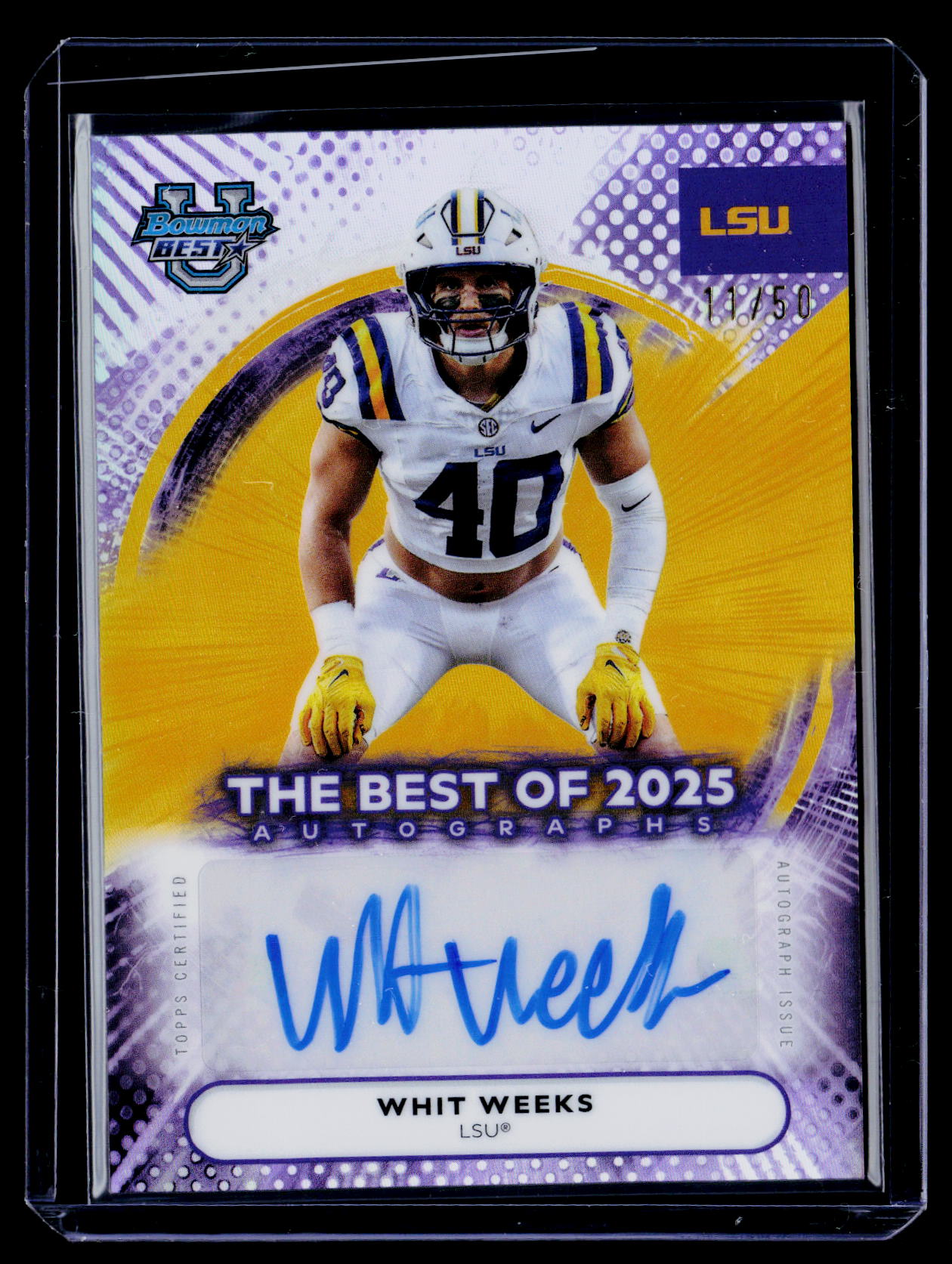 2025 Bowman University Best #BOA-WW Whit Weeks Best Of 2025 Autographs Gold #/50