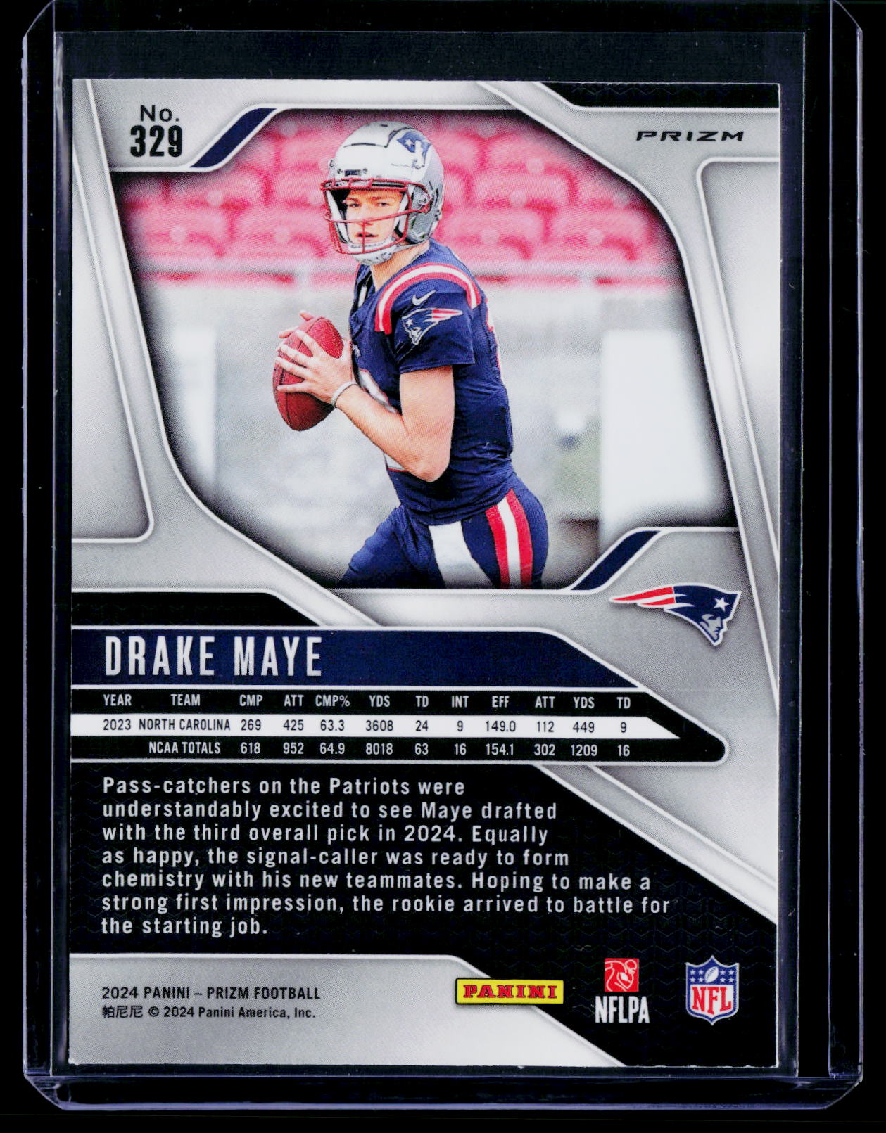 2024 Panini Prizm #329 Drake Maye Neon Green Pulsar