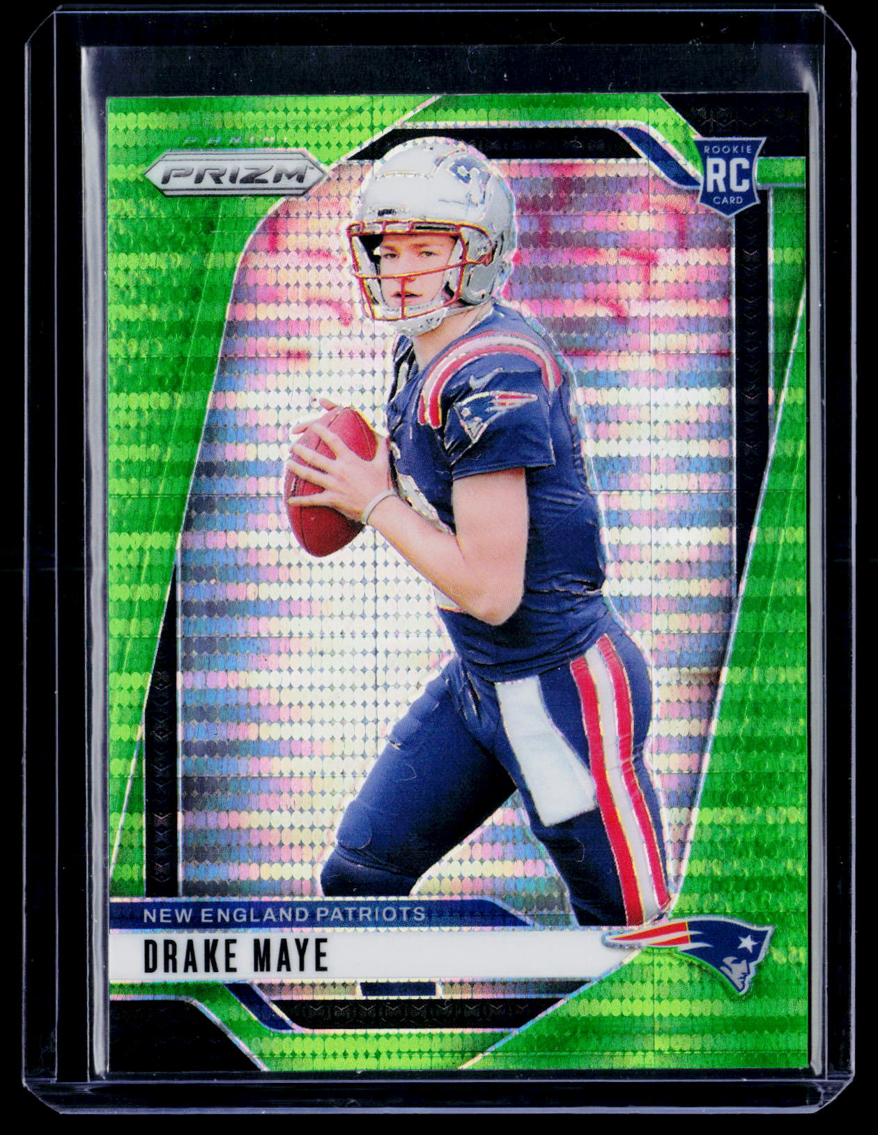 2024 Panini Prizm #329 Drake Maye Neon Green Pulsar