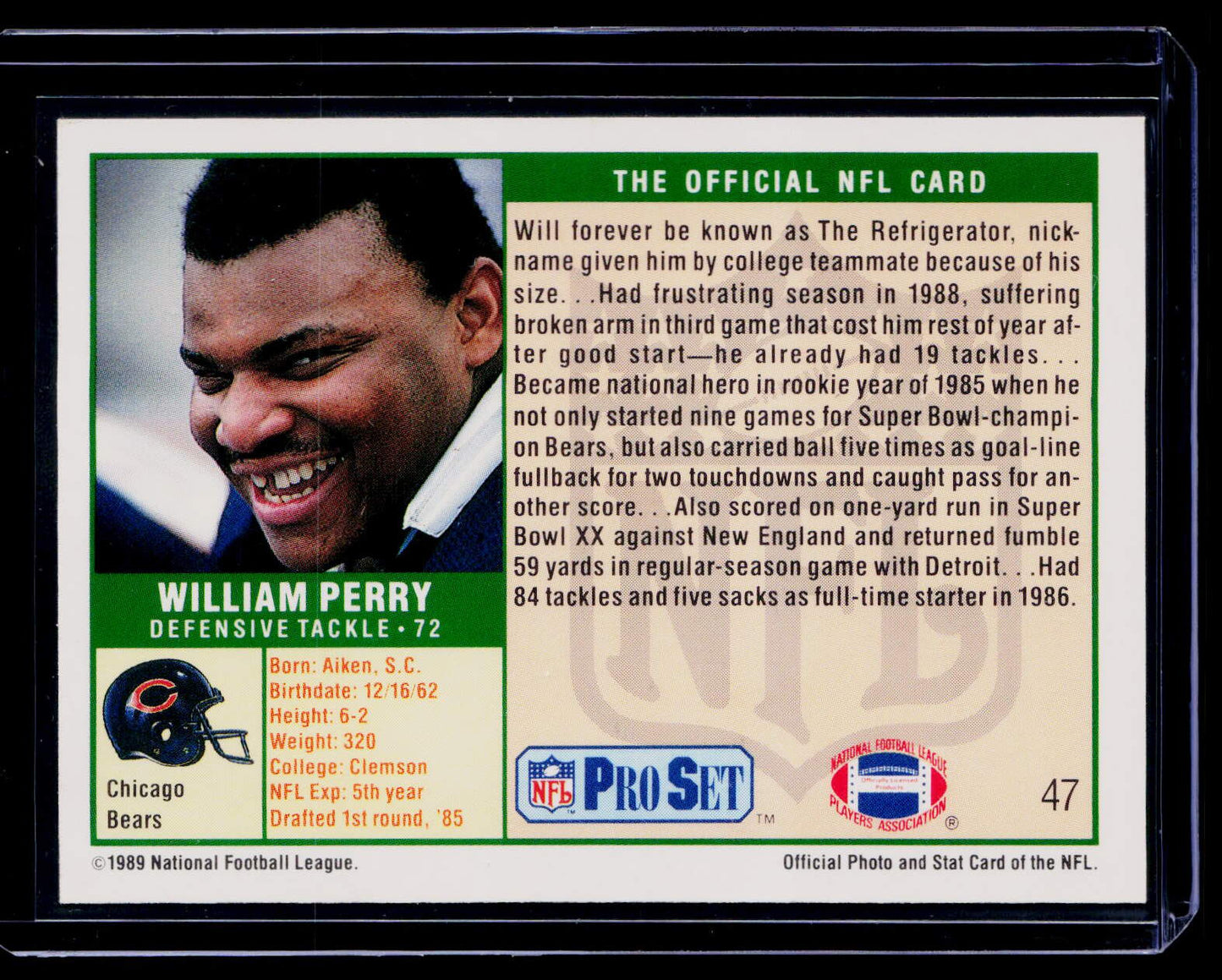 1989 Pro Set #47a William Perry