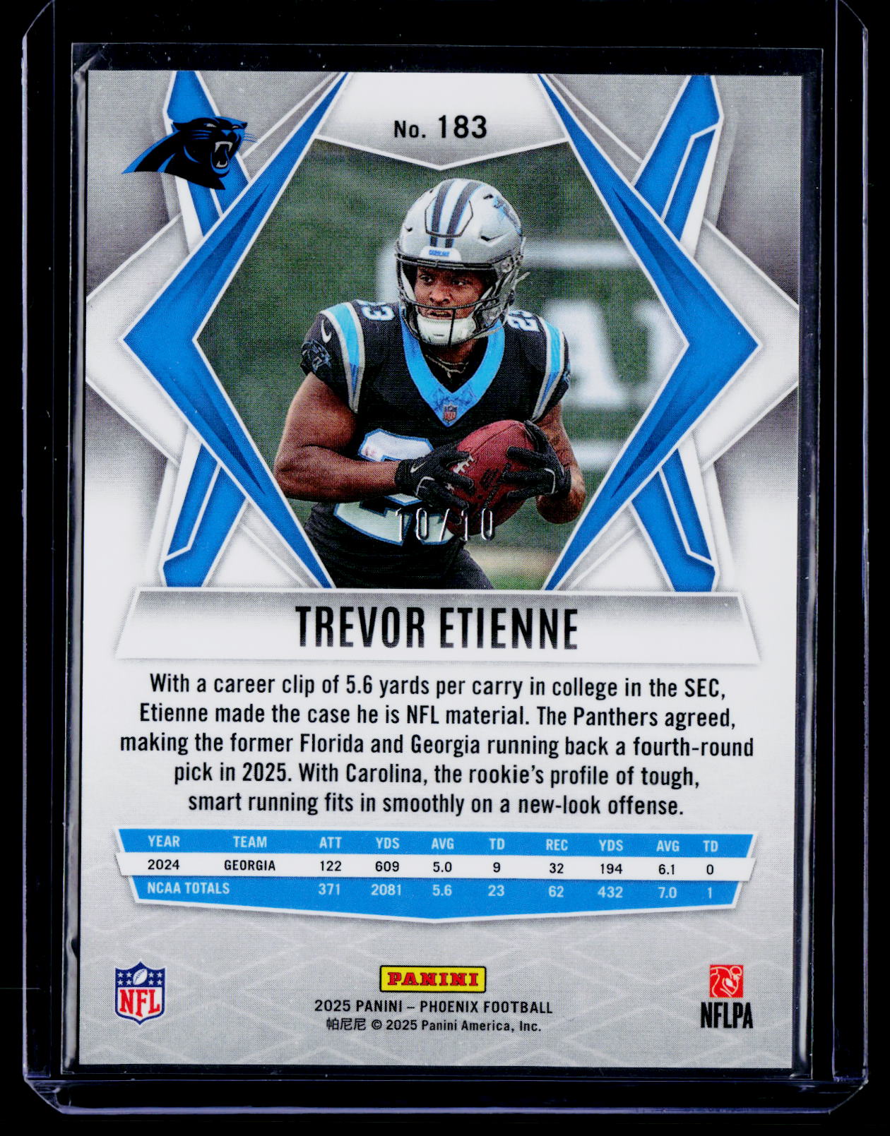2025 Panini Phoenix #183 Trevor Etienne Gold Lava Prizm #/10