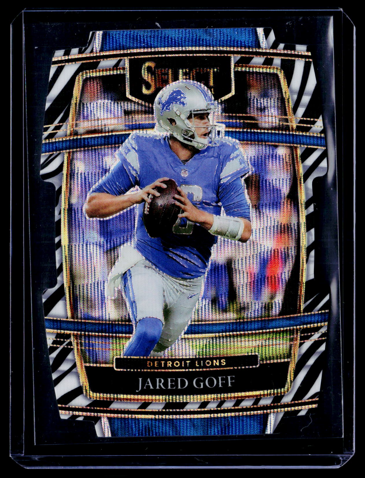 2021 Panini Select #13 Jared Goff Zebra Prizm Die Cut