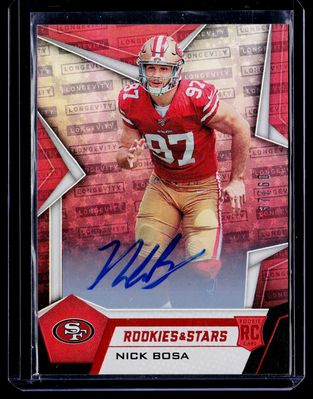 2019 Panini Rookies & Stars Nick Bosa Rookies Longevity Signatures Orange #/60