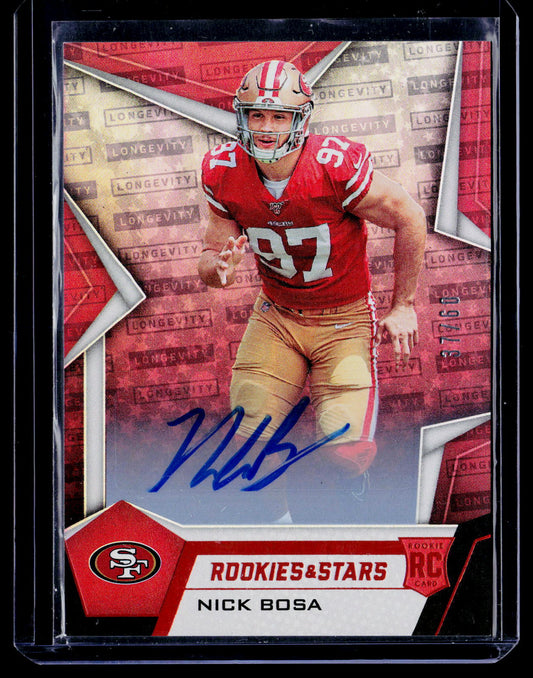 2019 Panini Rookies & Stars Nick Bosa Rookies Longevity Signatures Orange #/60
