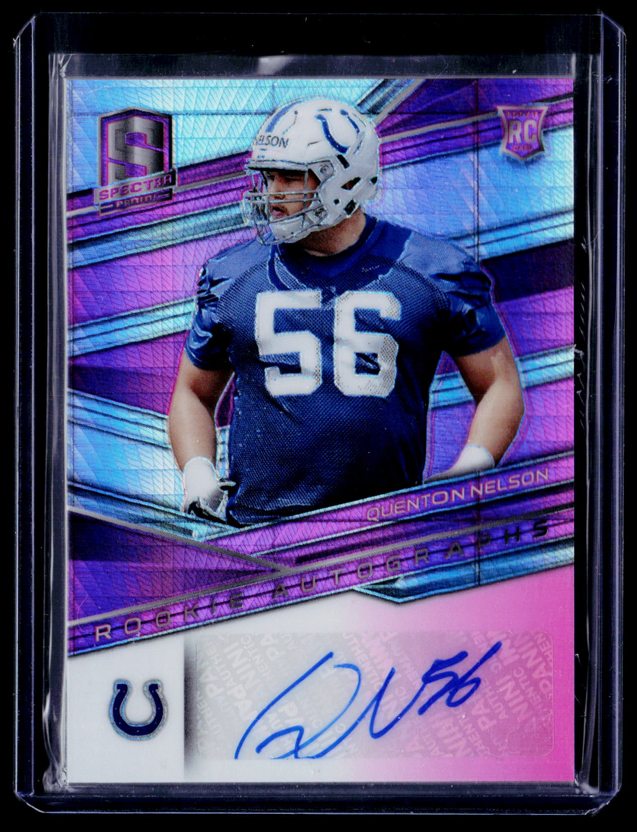 2018 Panini Spectra #172 Quenton Nelson Neon Pink #/50