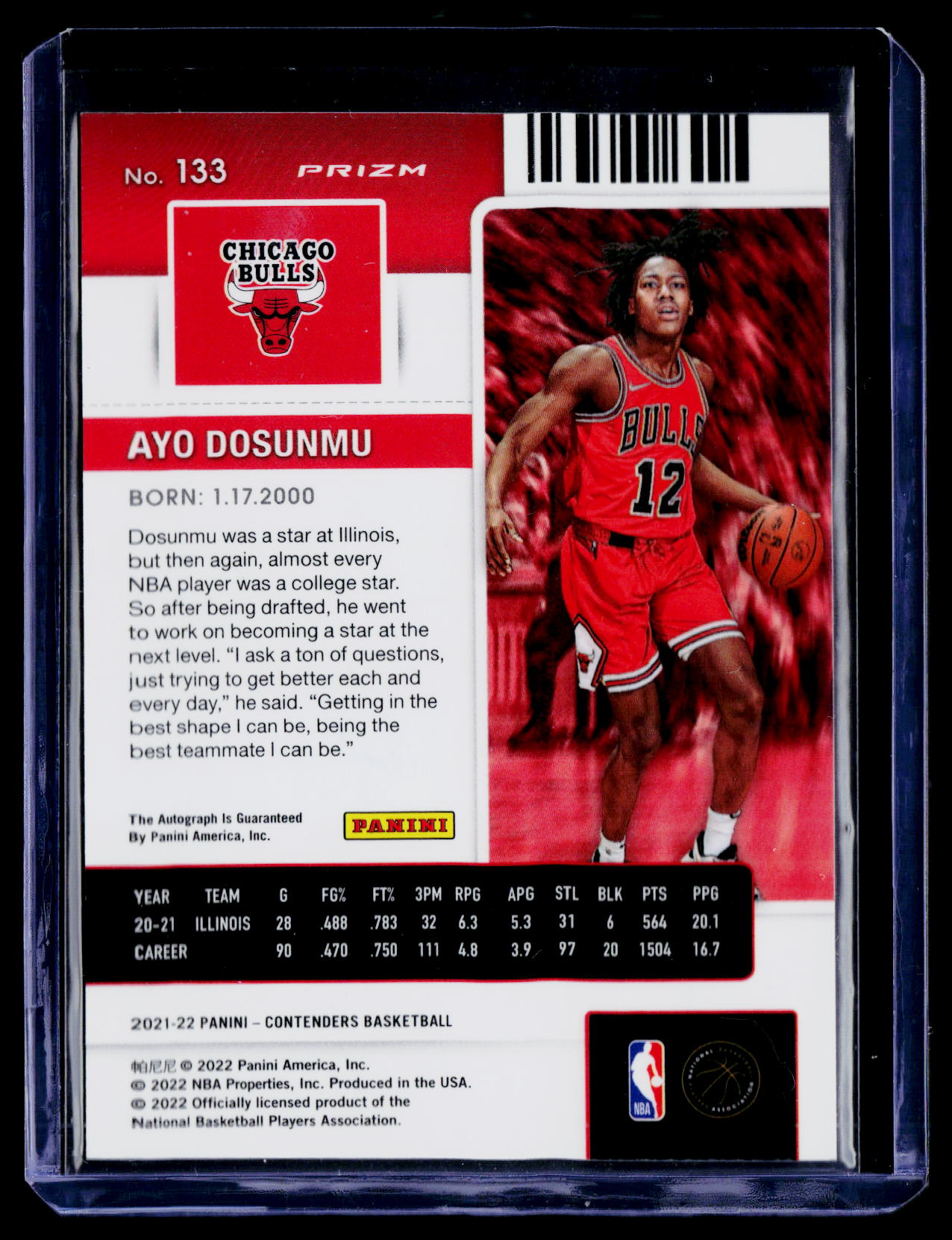 2021-22 Panini Contenders Ayo Dosunmu Holo Prizm Auto