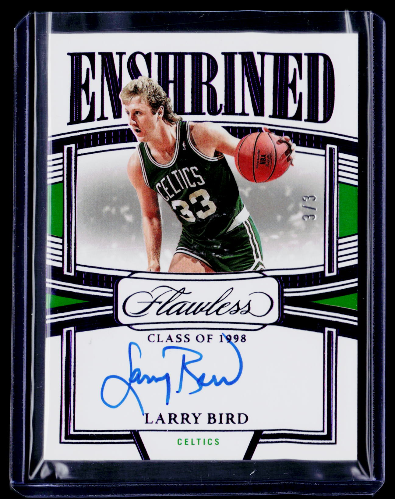 2022-23 Panini Flawless #ES-LBD Larry Bird Enshrined Signatures #/3
