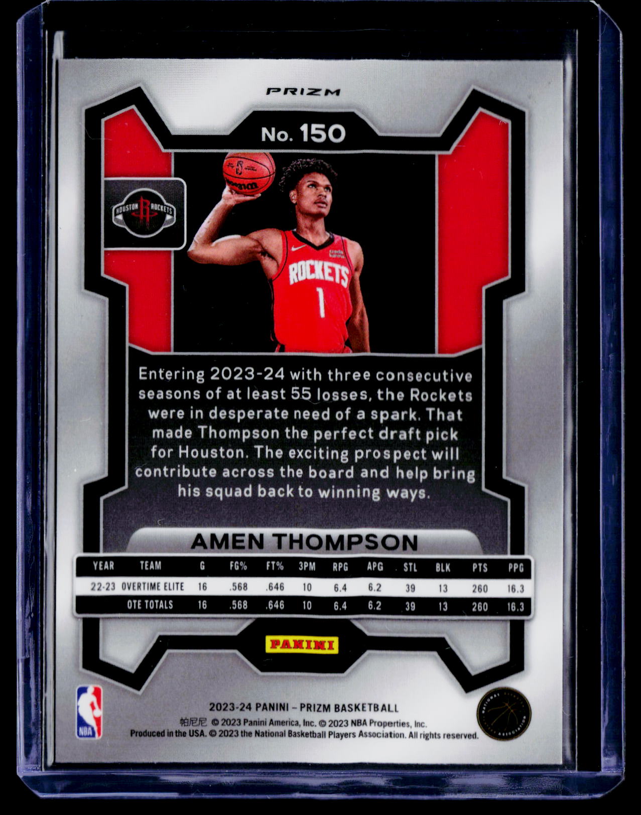 2023-24 Panini Prizm #150 Amen Thompson Silver Prizm
