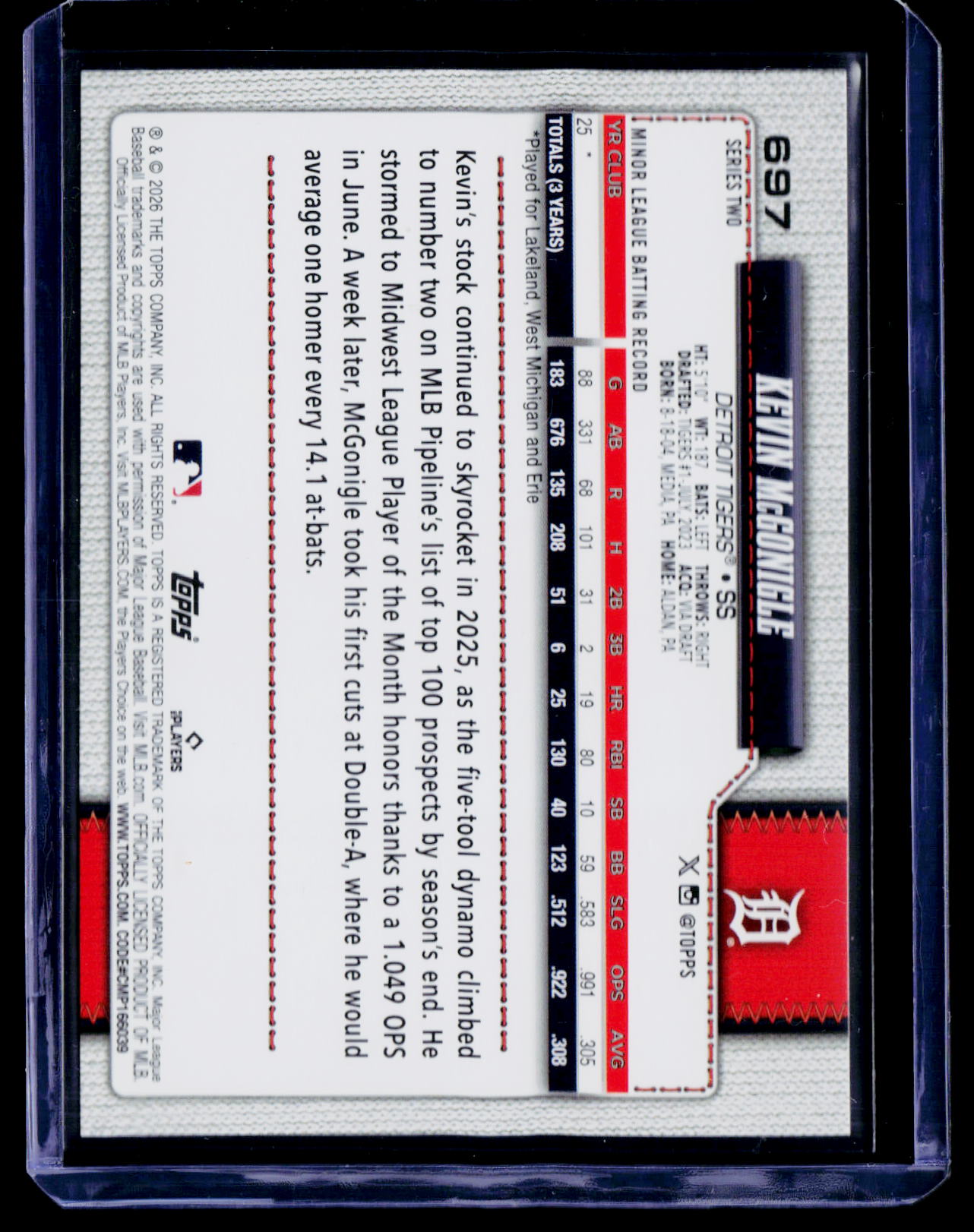 2026 Topps #697b Kevin McGonigle